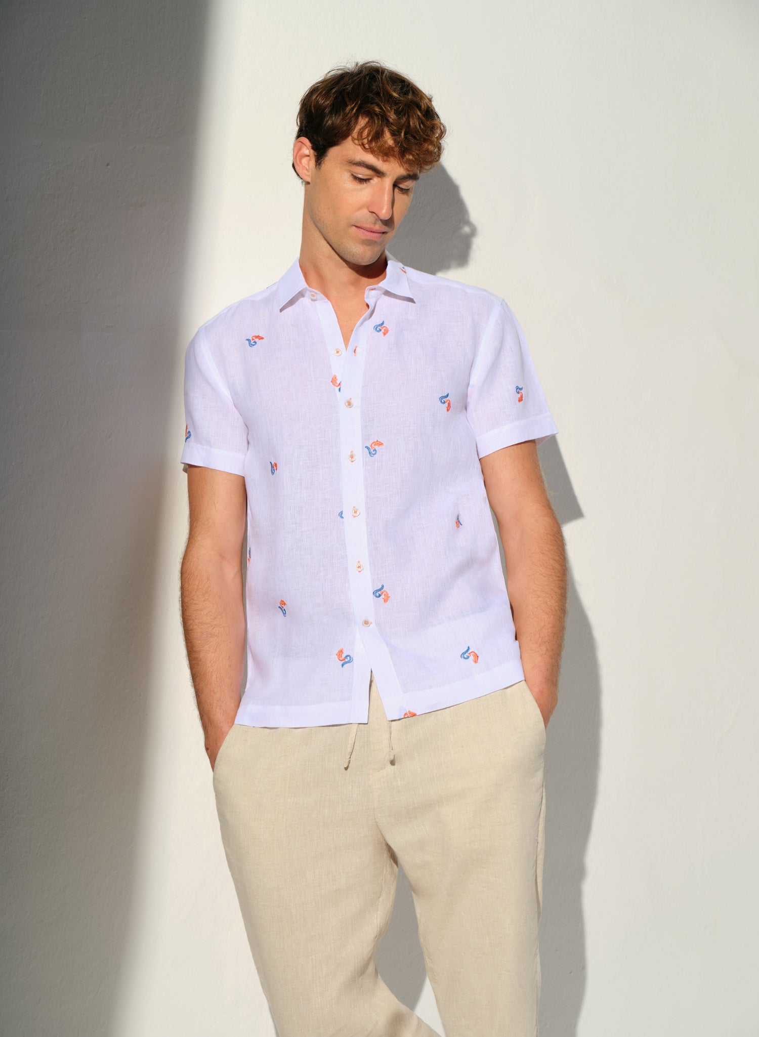 Camisa manga corta 100% Lino Mia Nerka