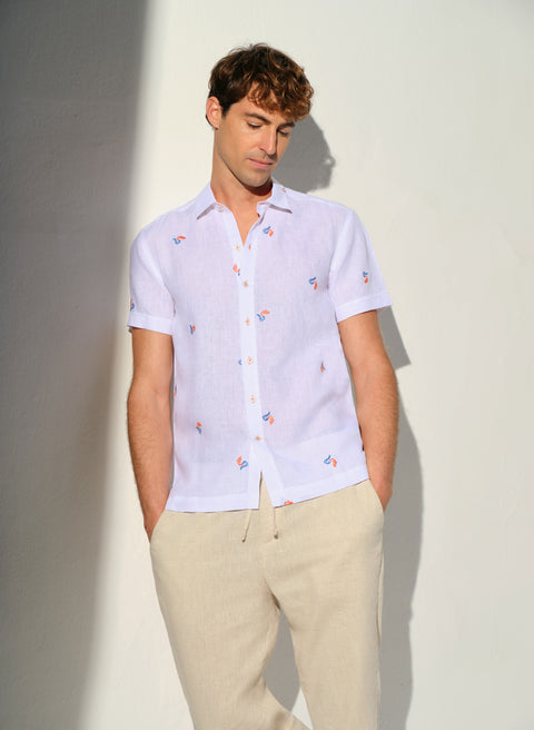 Camisa manga corta 100% Lino Mia Nerka