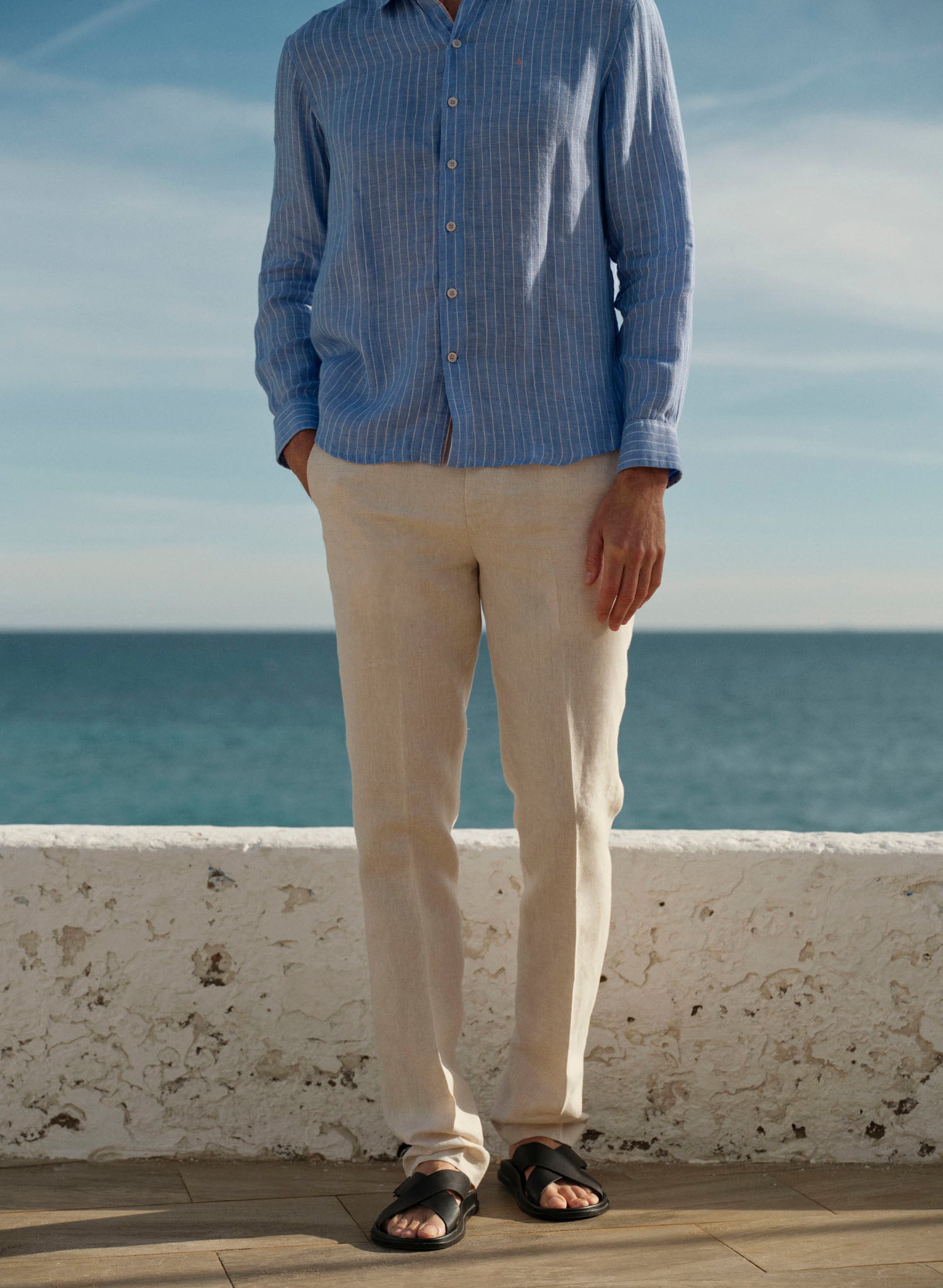 Pantalón Básico 100% Lino Slim Fit Natural