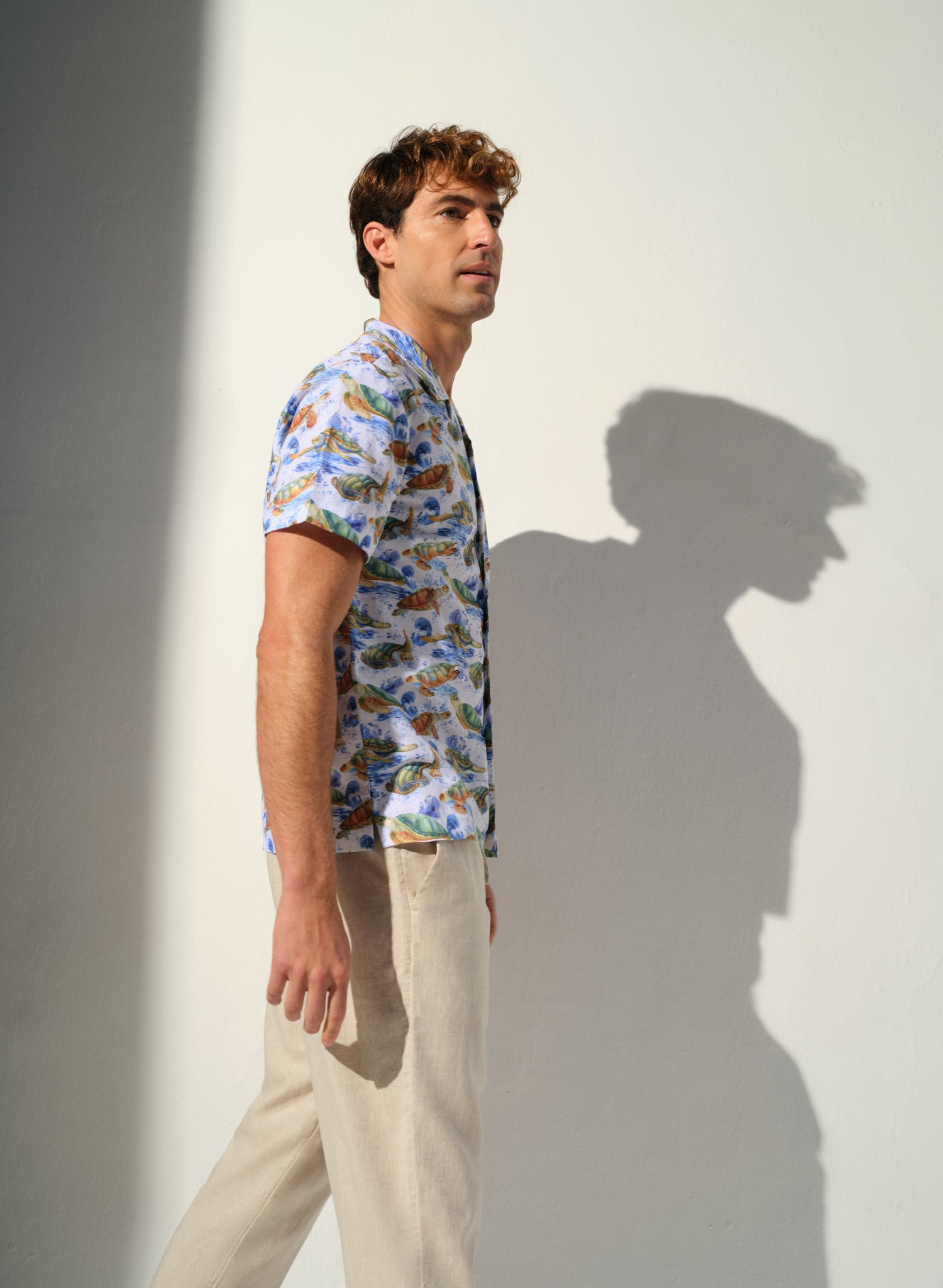 Camisa manga corta Tropical 100% Lino Samy