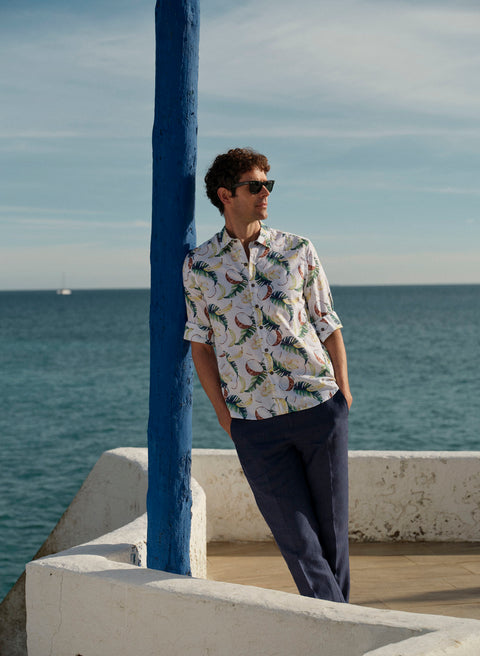 Camisa estampada 100% Lino Buck Coconana