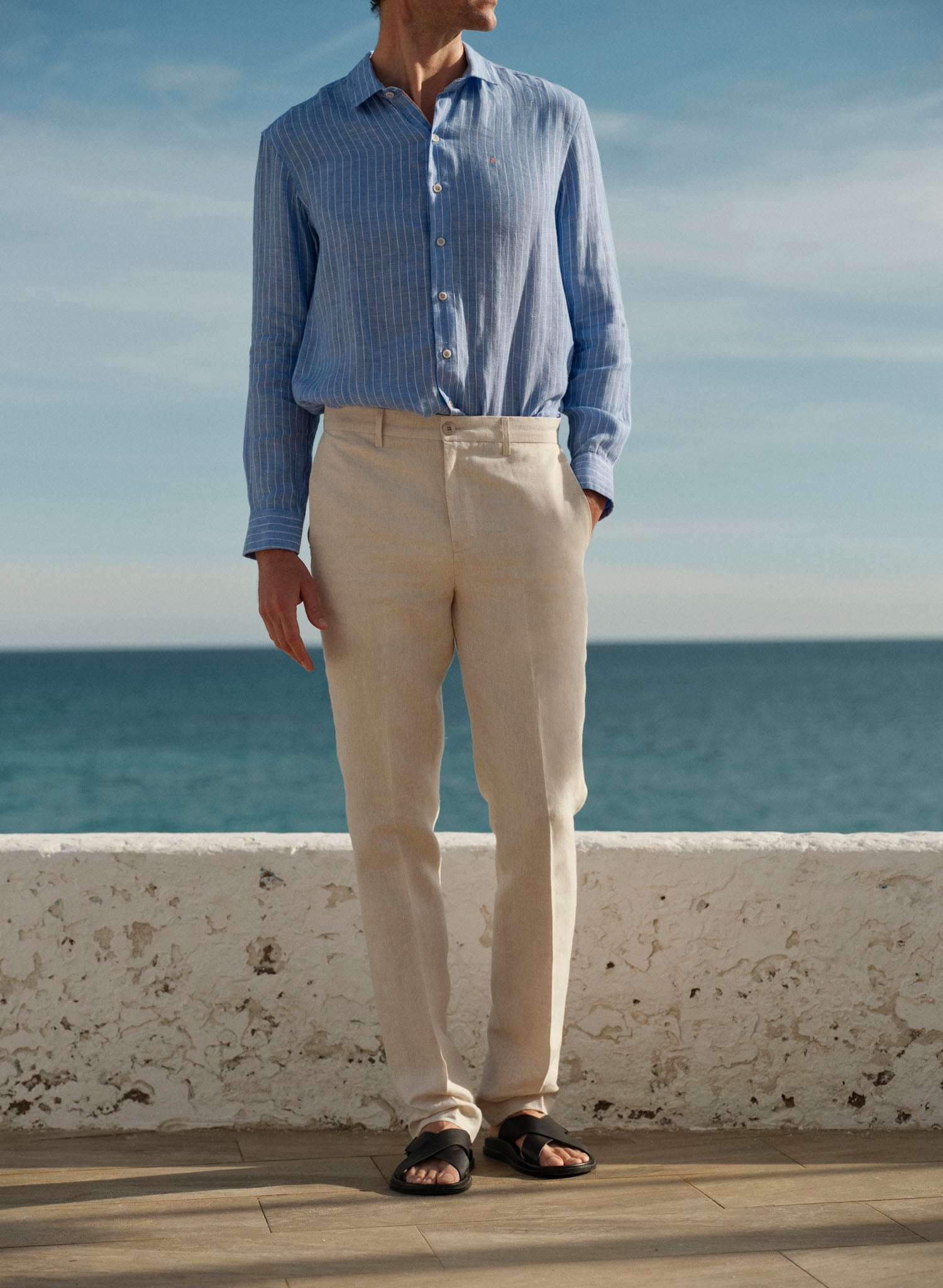 Pantalón Básico 100% Lino Slim Fit Natural