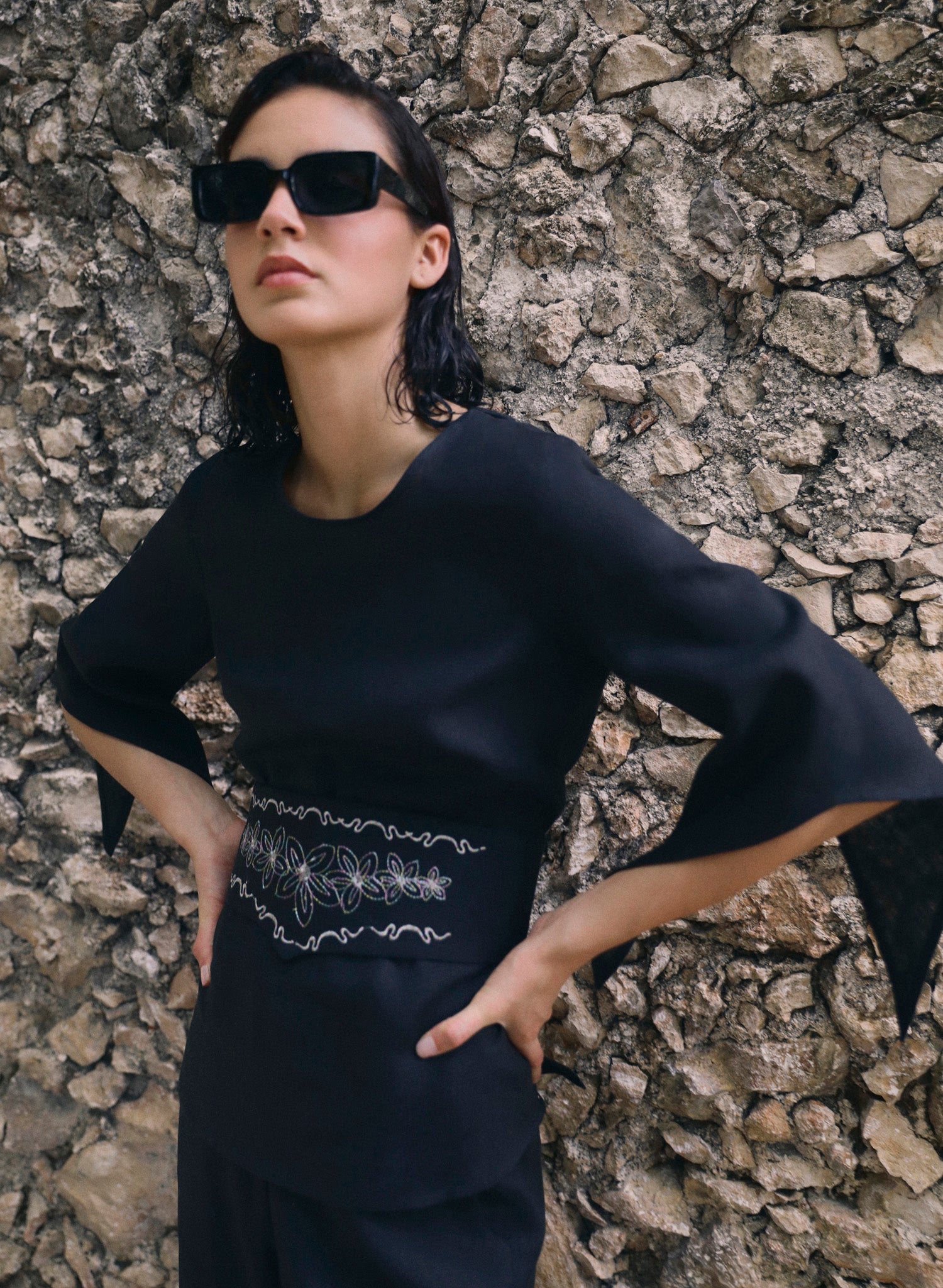 Blusa manga Tres Cuartos 100% Lino Acuario