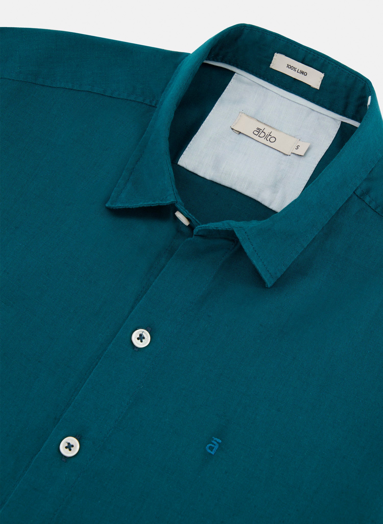 Camisa manga larga 100% Lino Balem Verde Petróleo