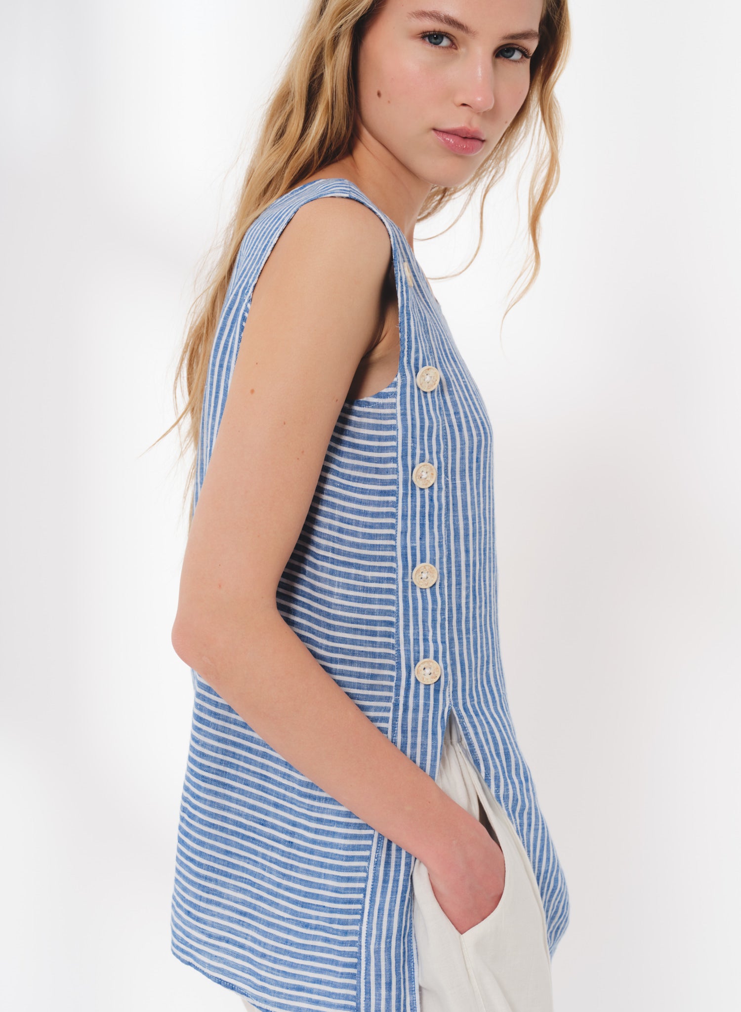 Blusa sin mangas 100% Lino Avy