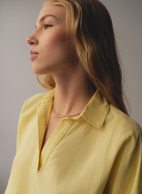 Blusa con cuello camisero Lino Algodón Bomla