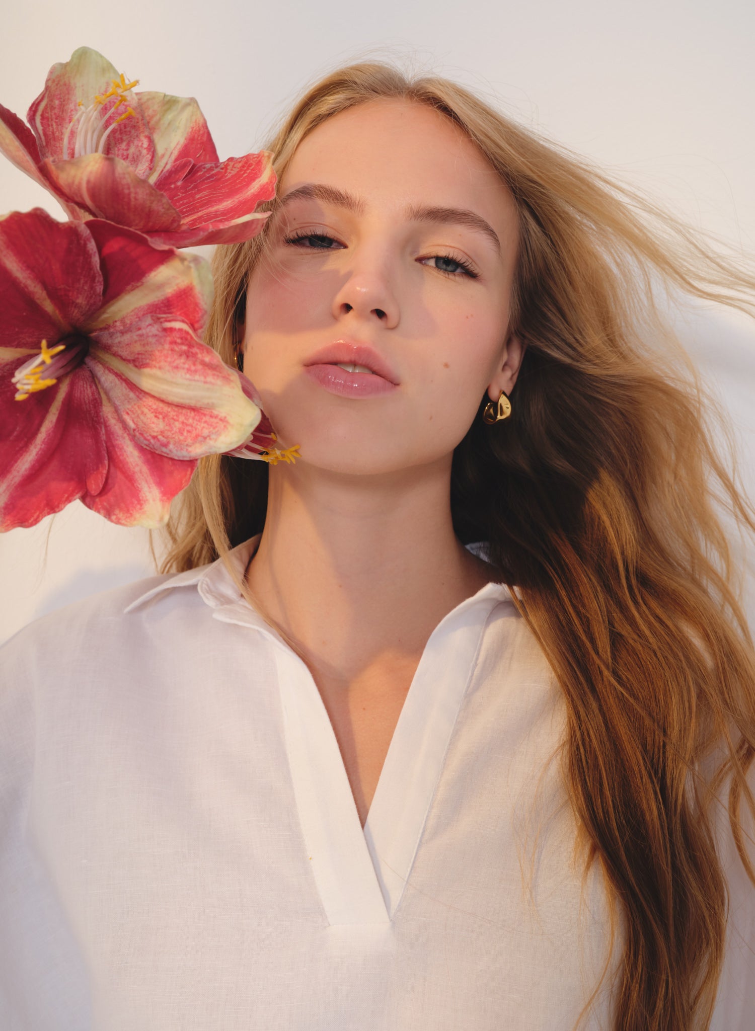 Blusa con cuello camisero Lino Algodón Bomla