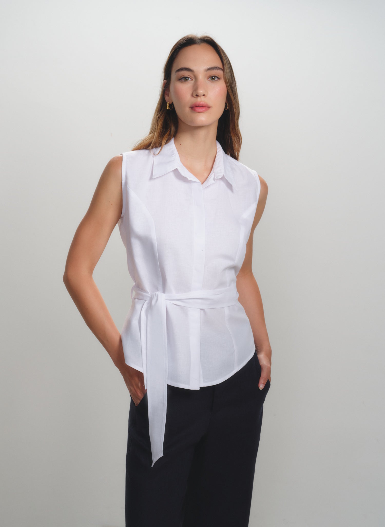 Blusa sin mangas 100% Lino Brithney