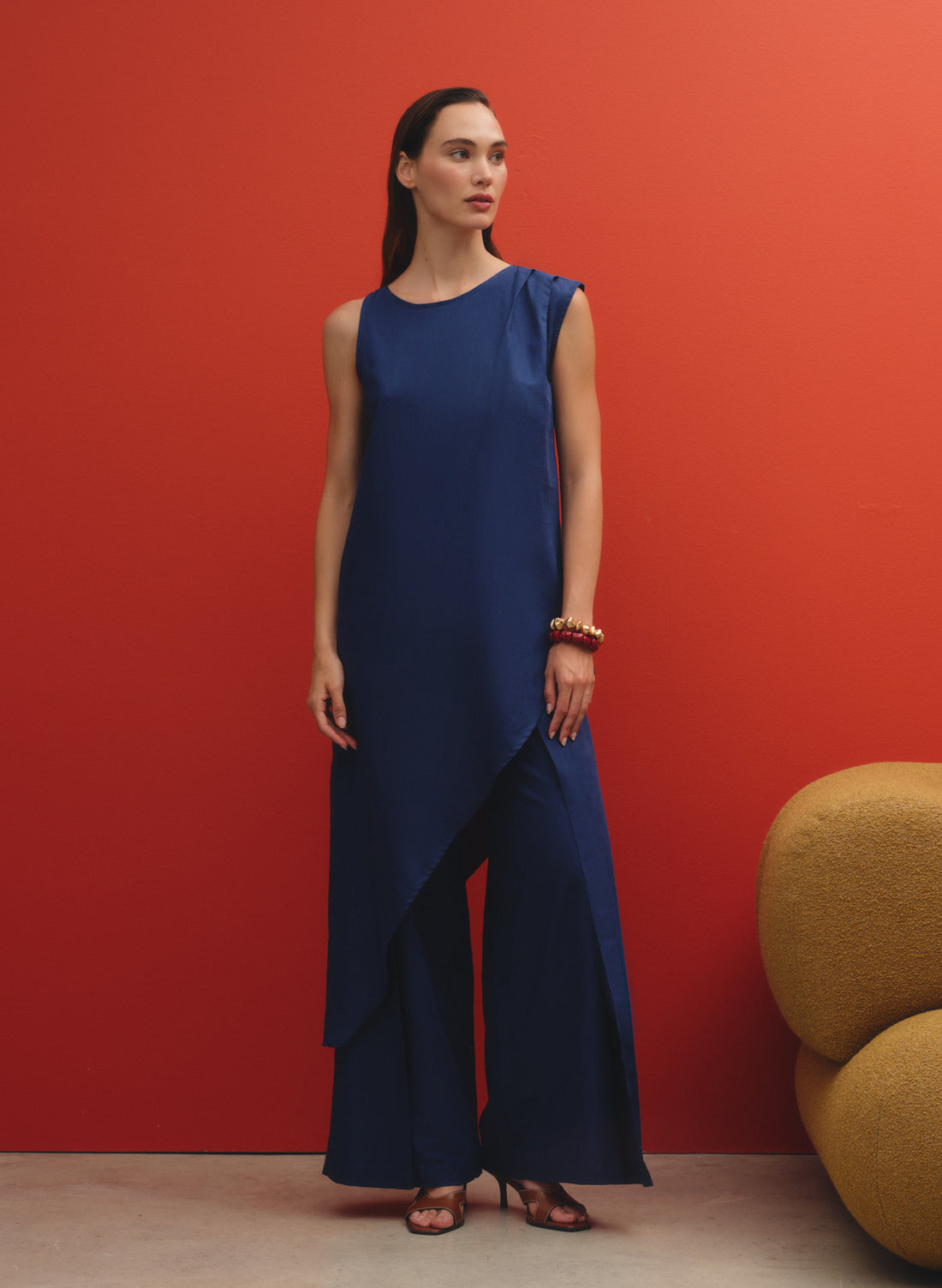 Blusa asimétrica Lino Algodón Creciente