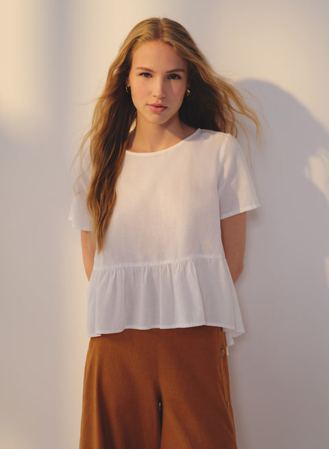 Blusa manga corta Lino Algodón Dary