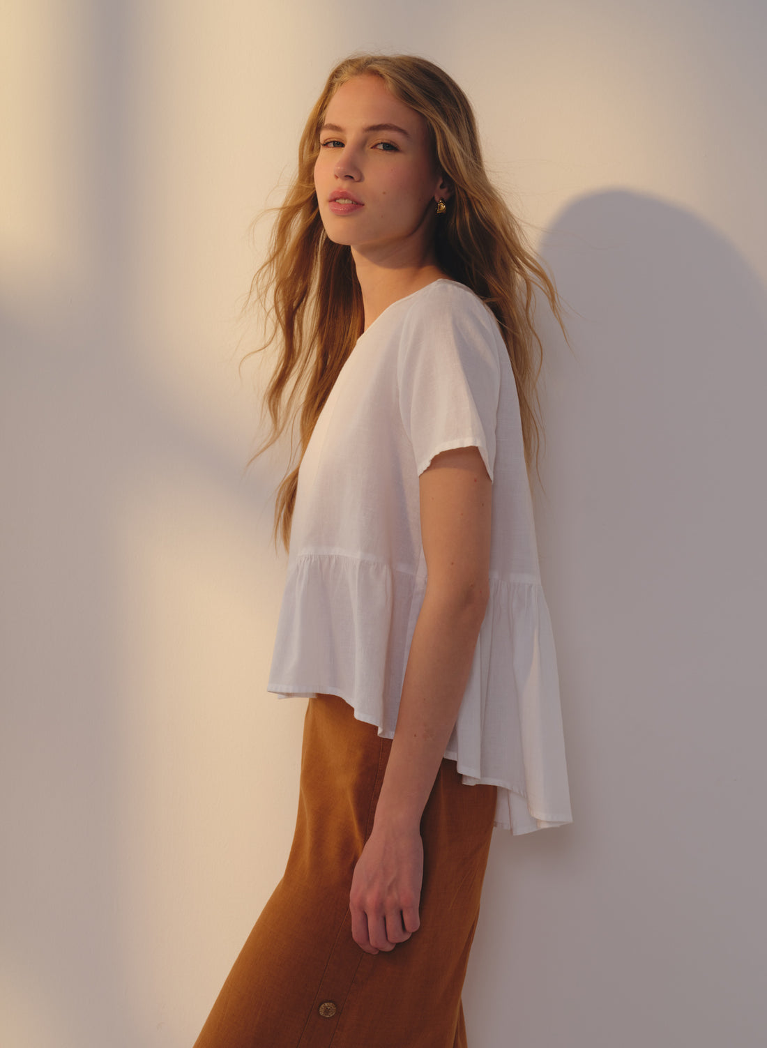 Blusa manga corta Lino Algodón Dary