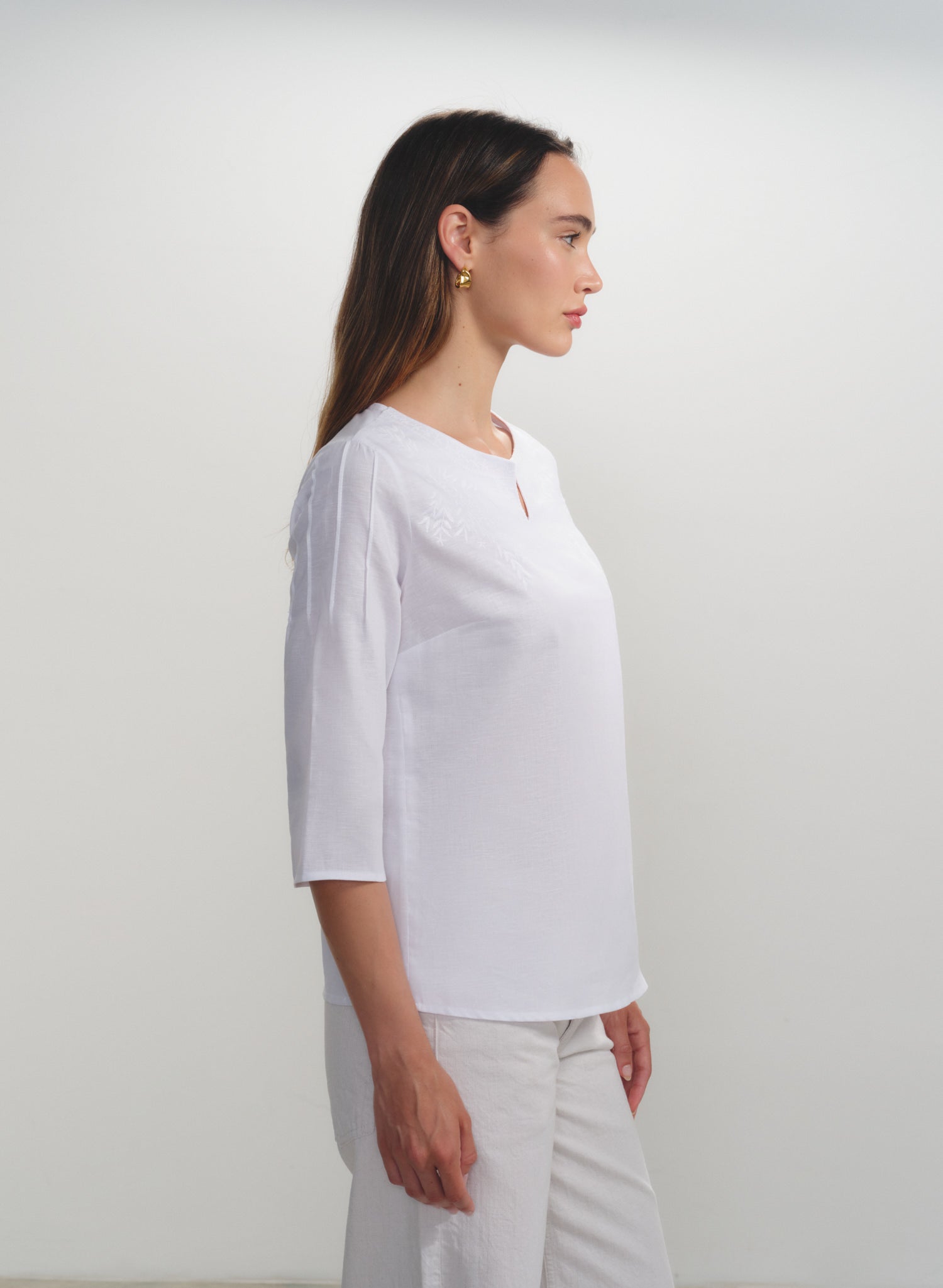 Blusa manga 3/4 100% lino jiguani