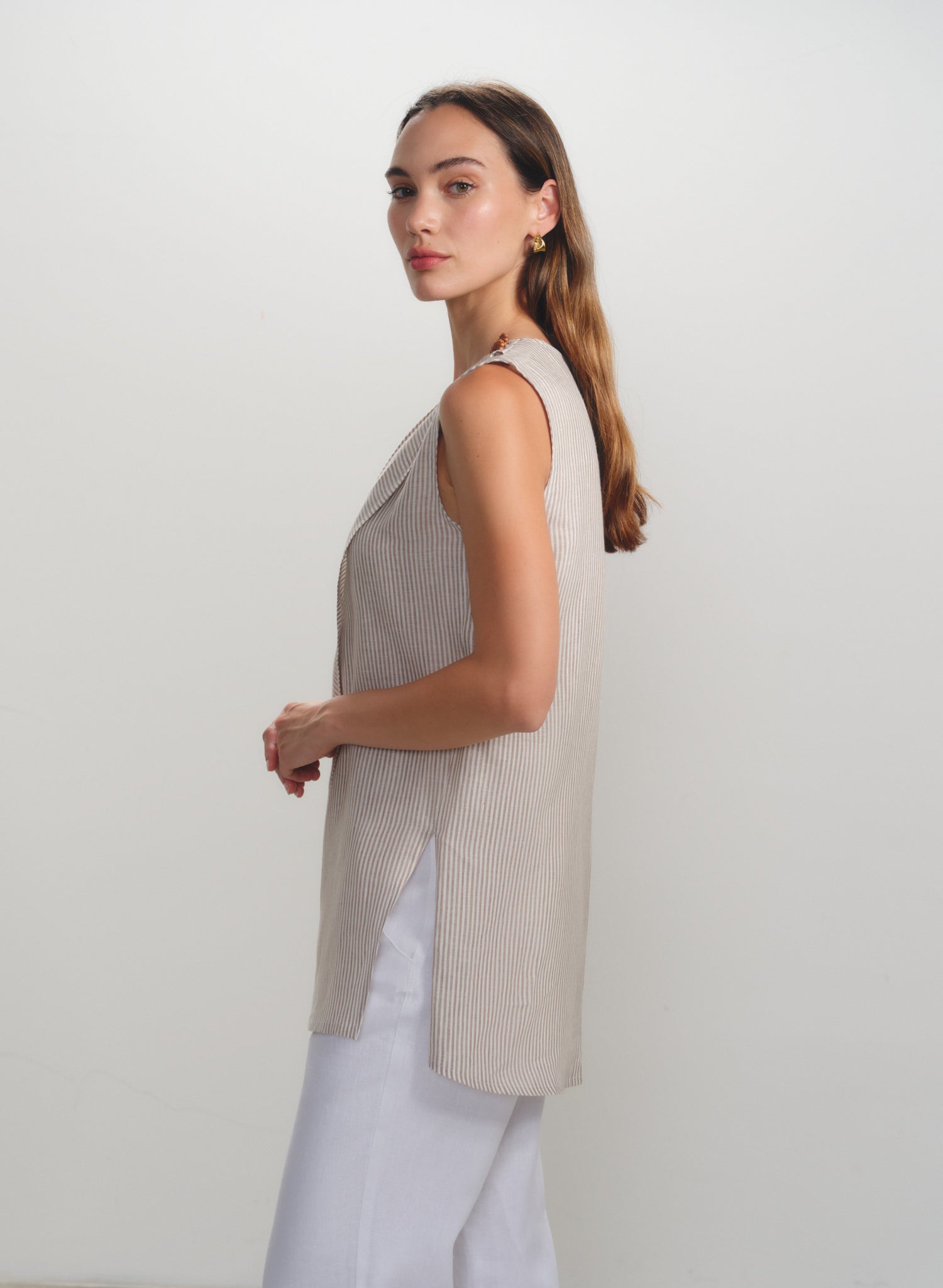 Blusa con frente cruzado 100% Lino Nash