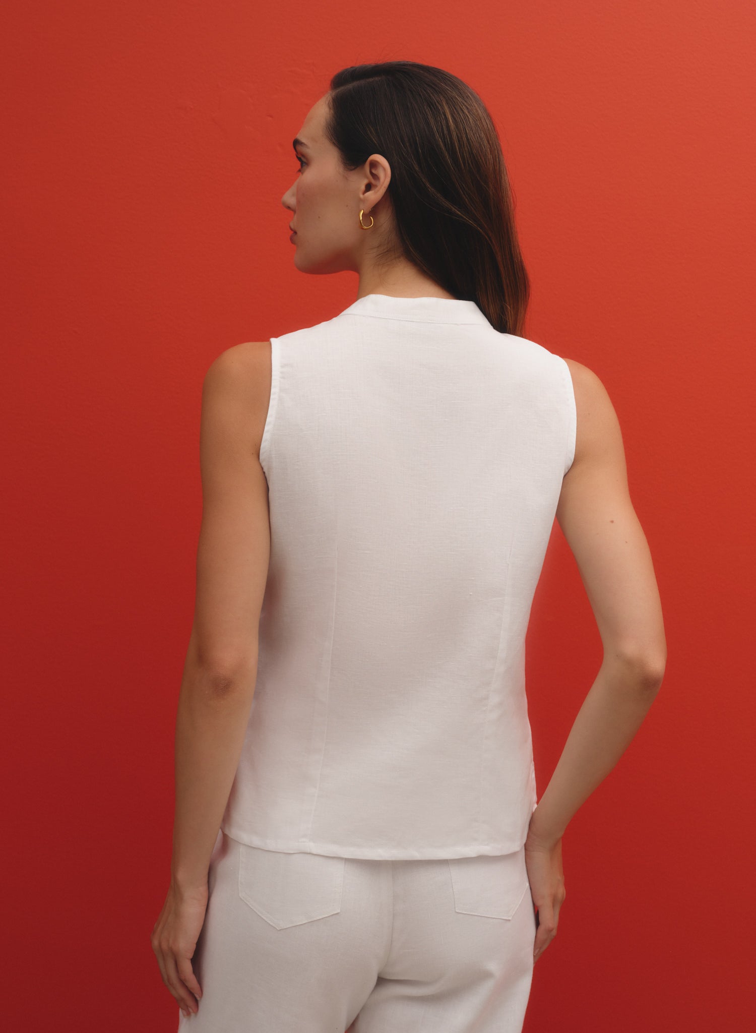 Blusa Cuello Mao 100% lino Oyuki