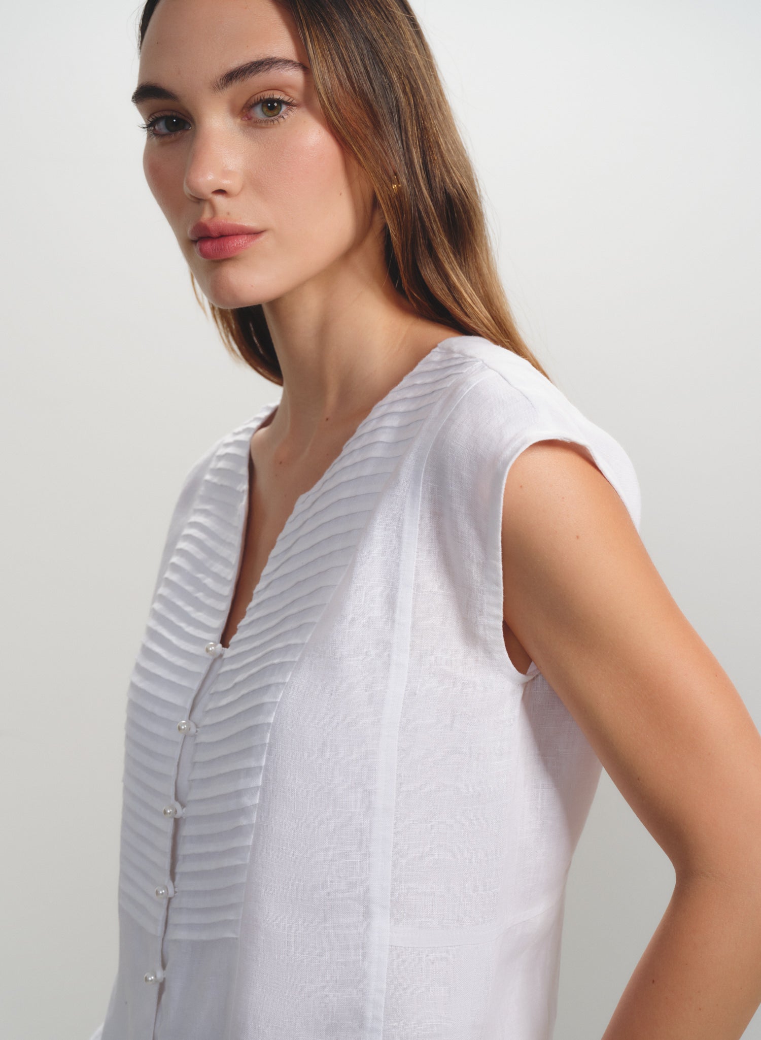 Blusa sin mangas 100% Lino Yue