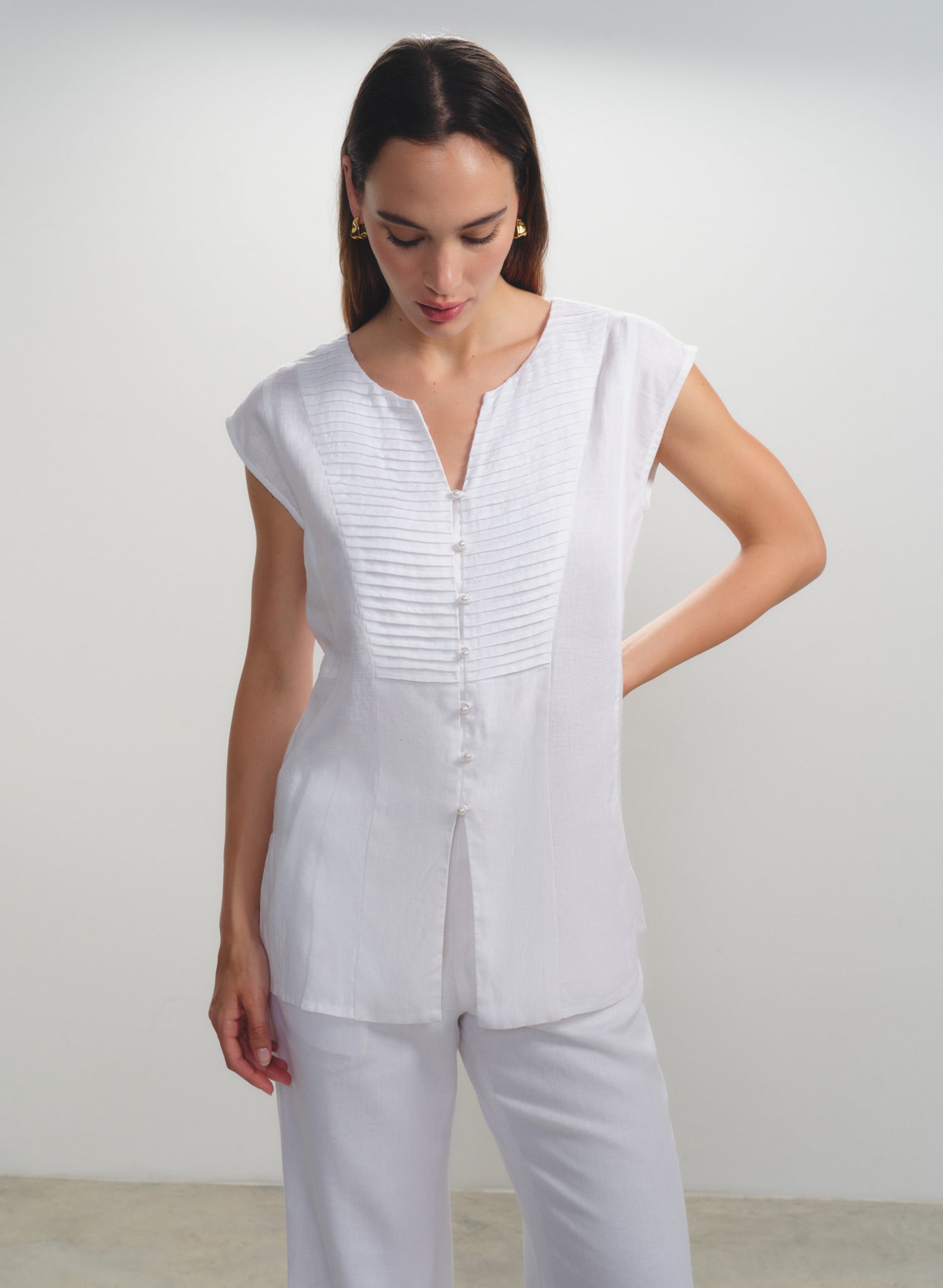 Blusa sin mangas 100% Lino Yue