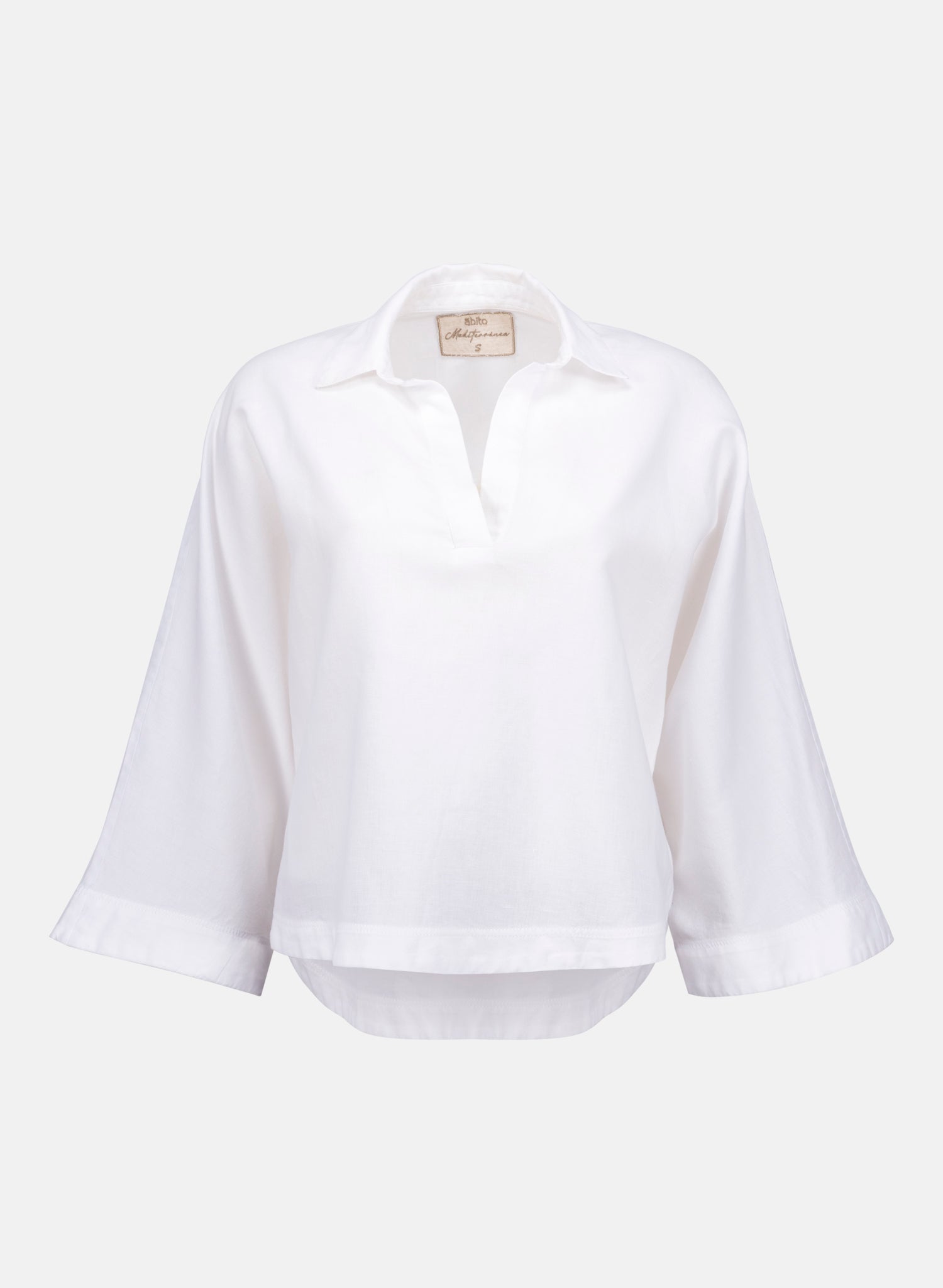 Blusa con cuello camisero Lino Algodón Bomla