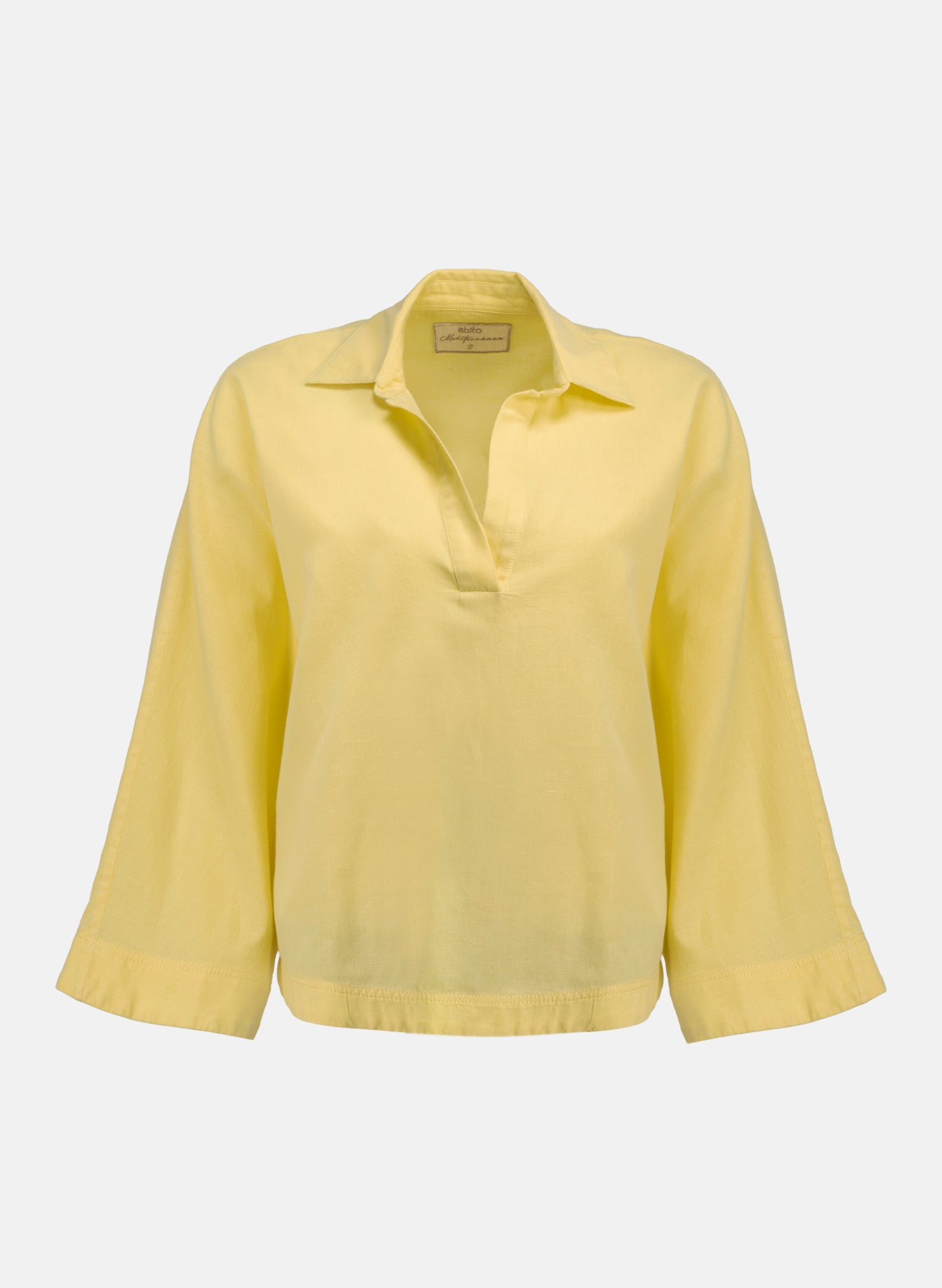 Blusa con cuello camisero Lino Algodón Bomla