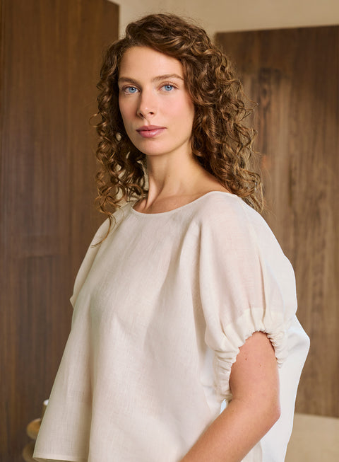 Blusa Manga corta 100% Lino Alaulas