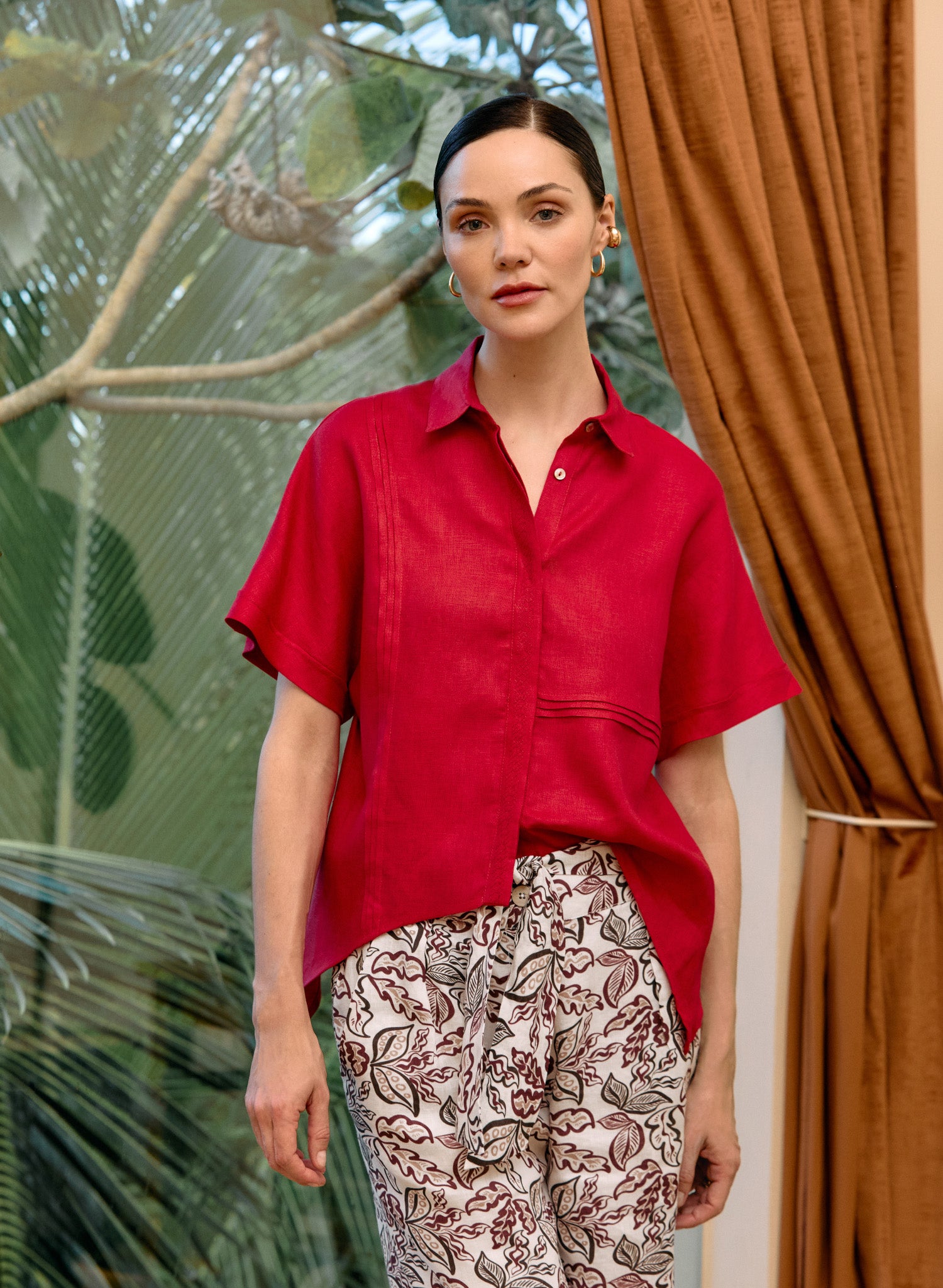 Blusa manga corta 100% Lino Ofelia