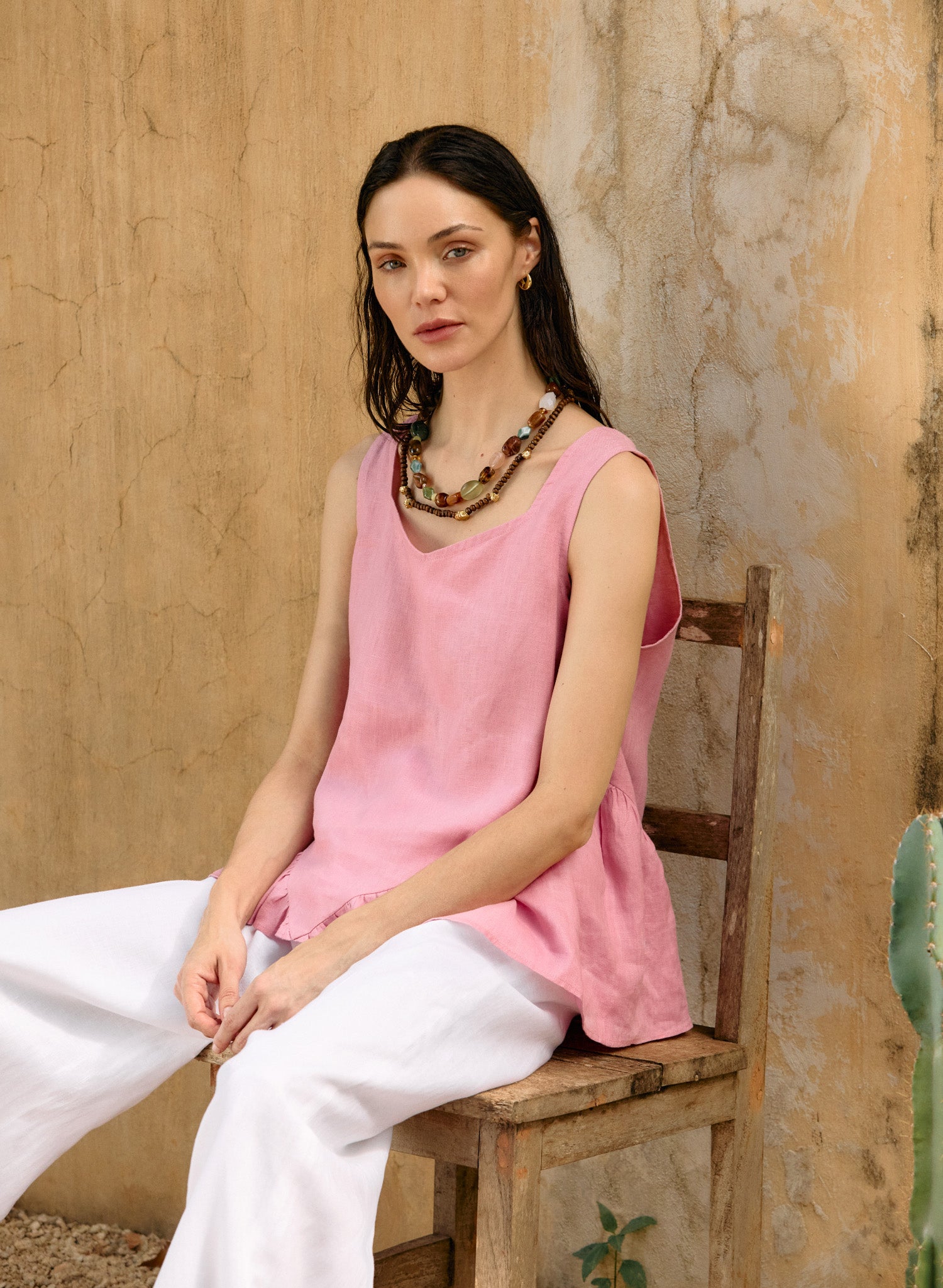 Blusa sin mangas 100% Lino Sliema