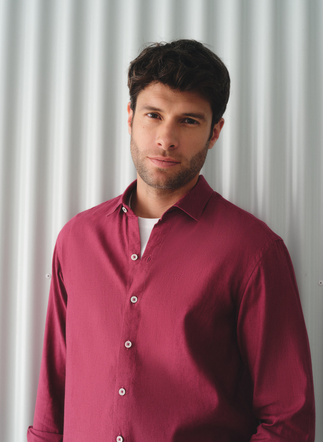 Camisa manga larga 100% Lino Balem Rojo