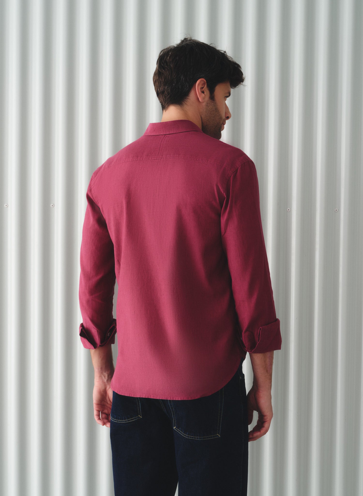 Camisa manga larga 100% Lino Balem Rojo