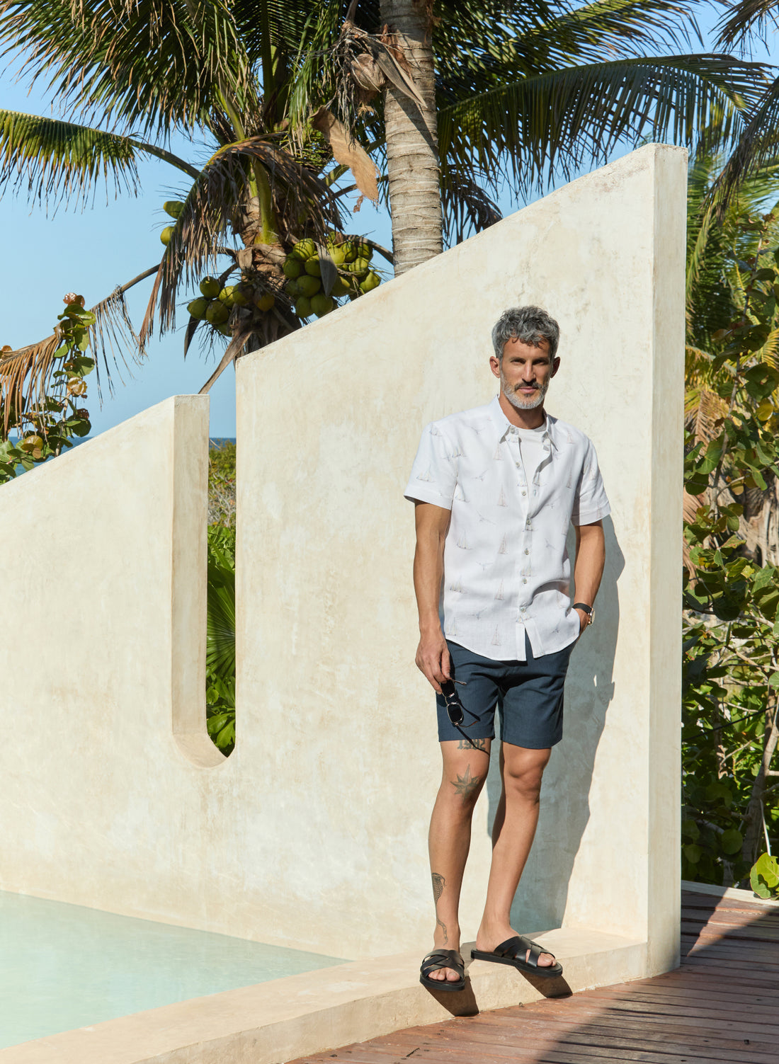 Camisa manga corta 100% Lino Sailboat