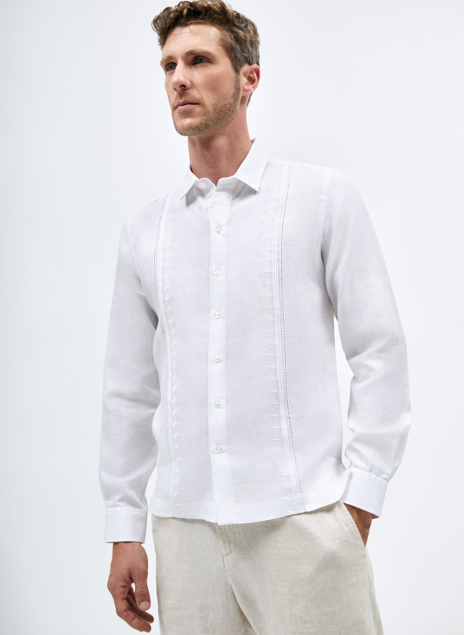 Guayabera manga larga Lino Algodón Cronus