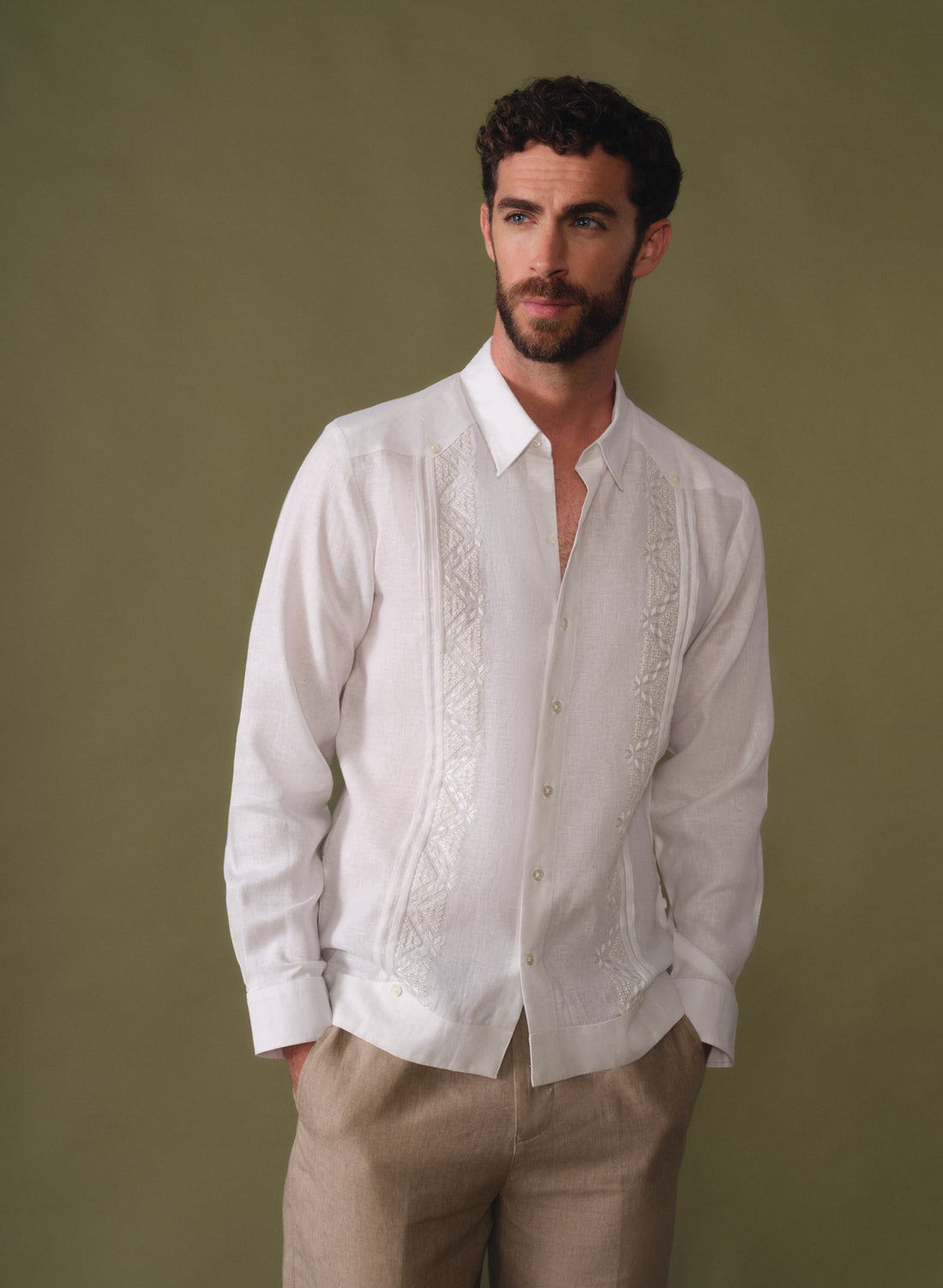 Guayabera manga larga 100% Lino Raphael