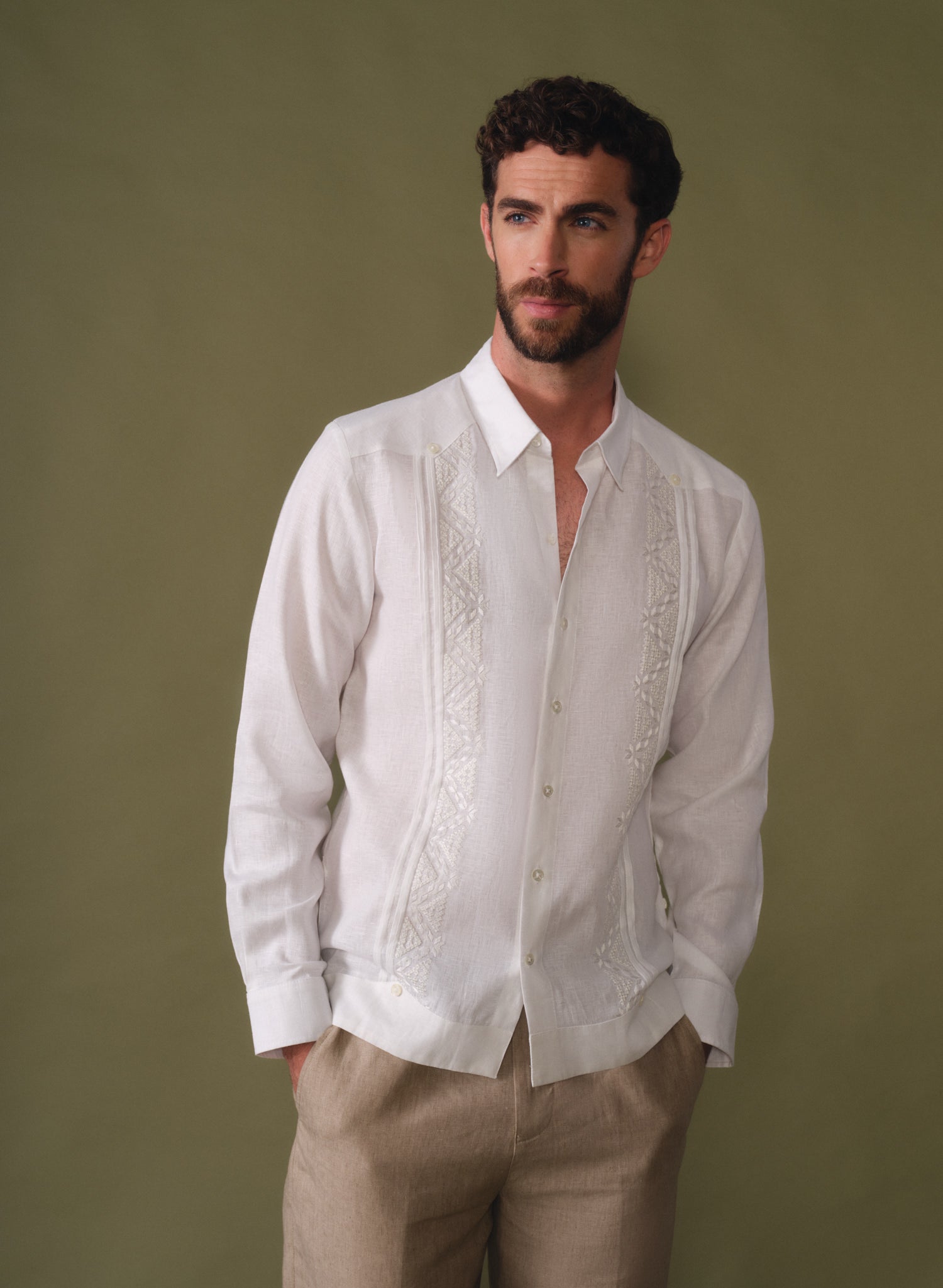 Guayabera manga larga 100% Lino Raphael