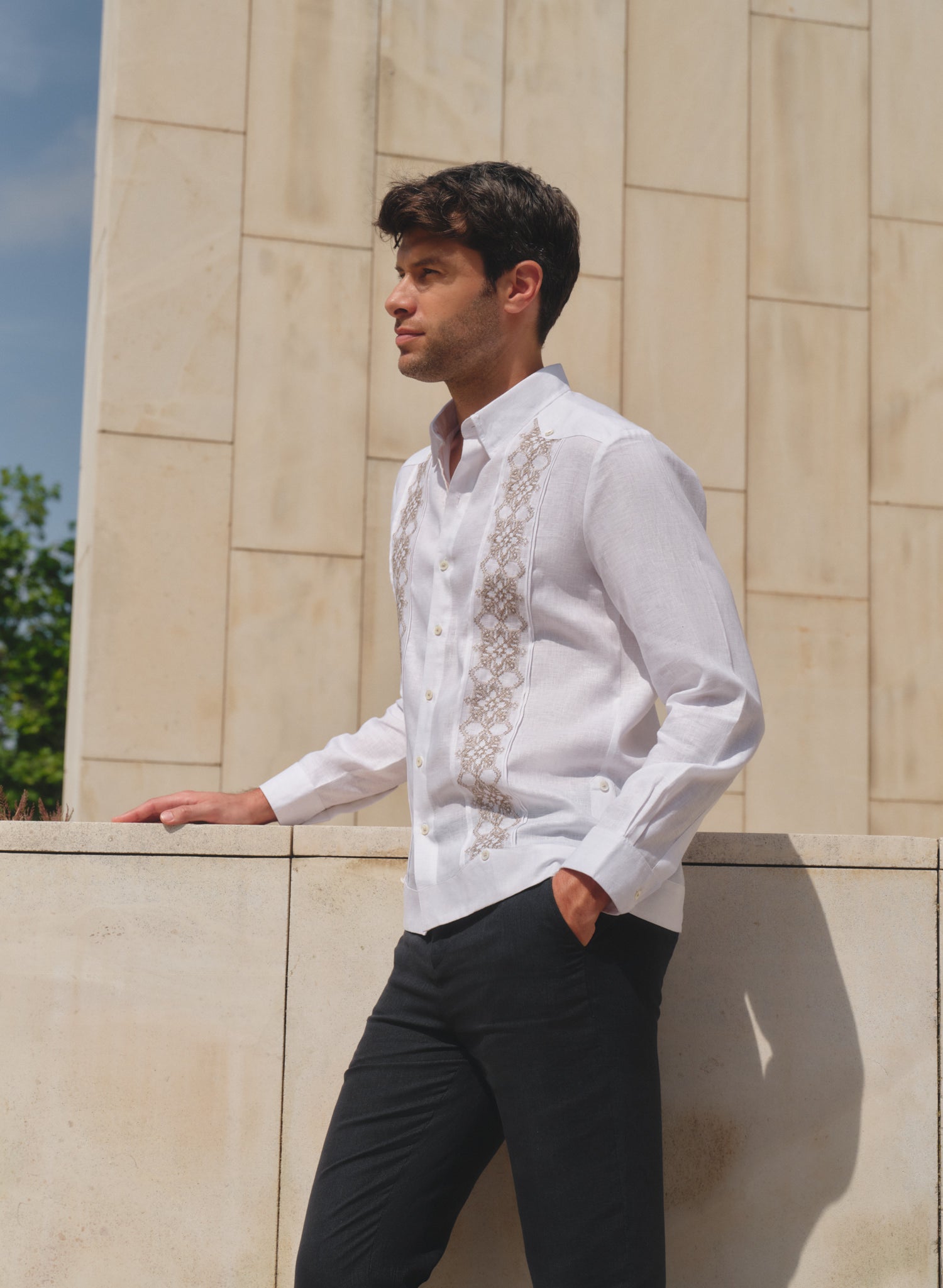 Guayabera manga larga 100% Lino Zolezzi