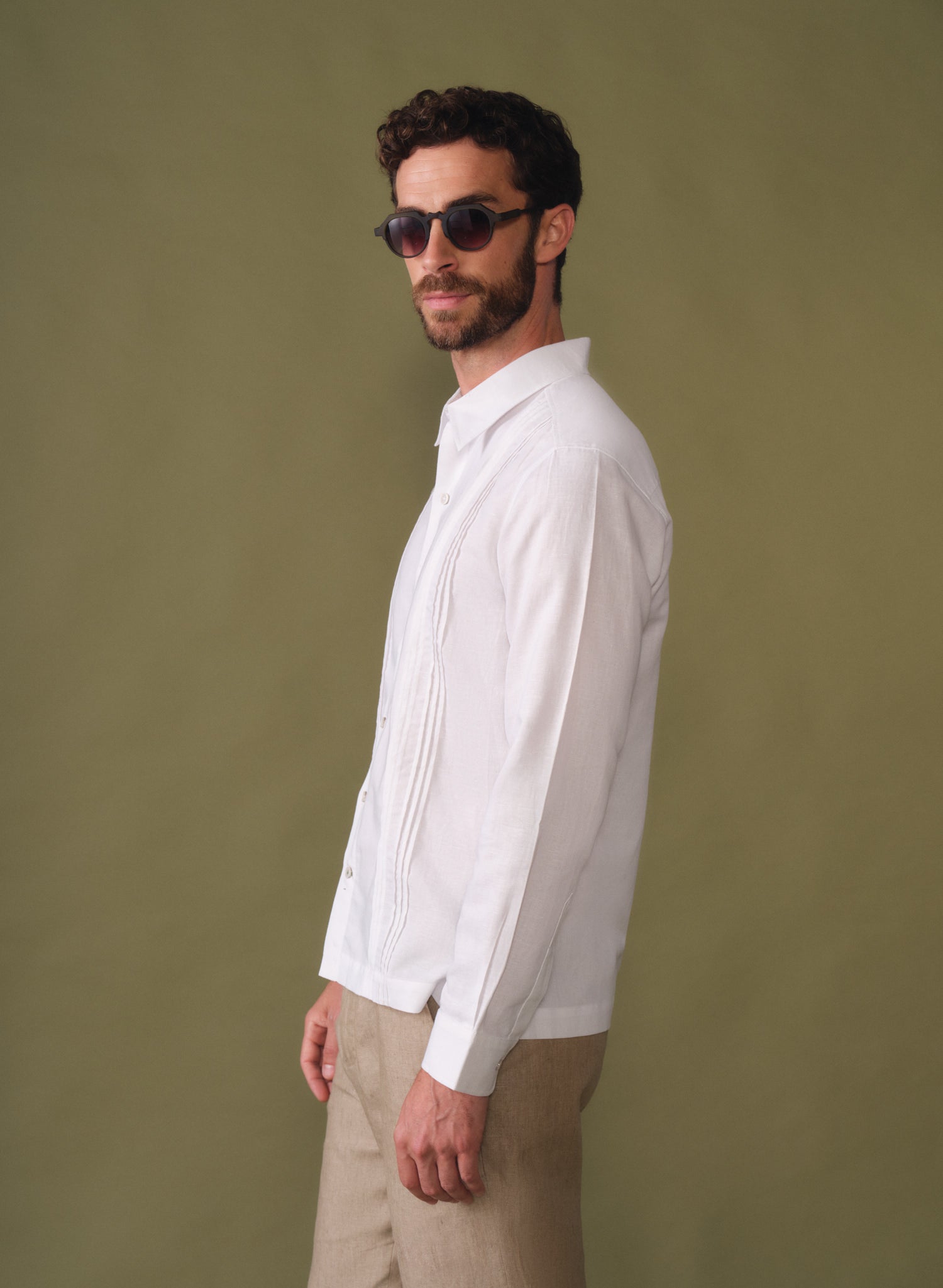 Guayabera manga larga Lino Algodón Amezcua