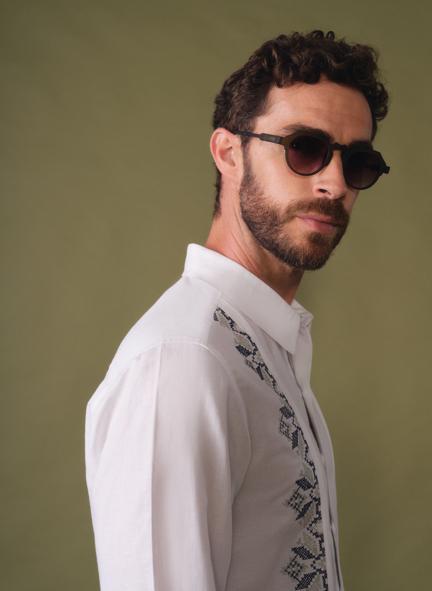 Guayabera manga larga Lino Algodón Amezcua