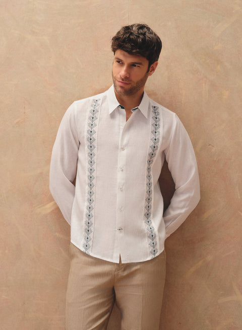 Guayabera manga larga 100% Lino Kamil SF