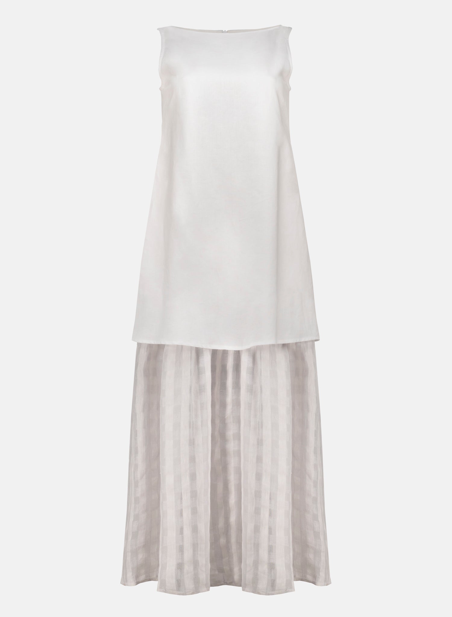 Vestido largo con detalle de transparencia Lino Algodón Kilari