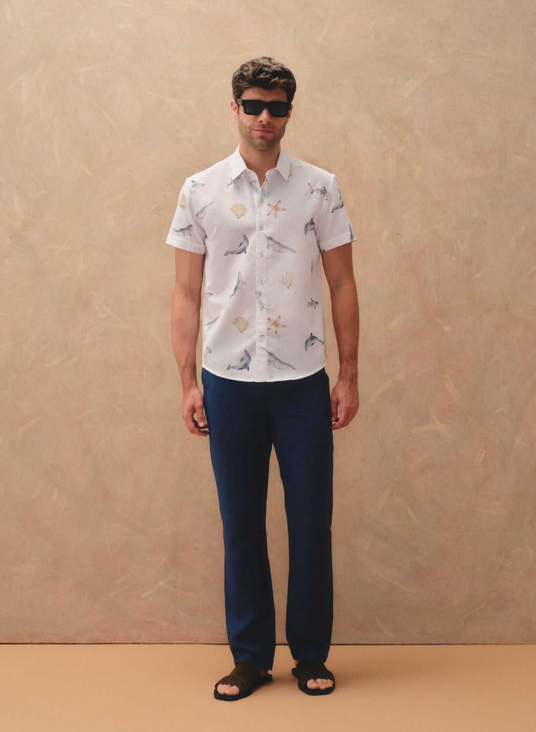 Pantalón 100% Lino Slim Chino Azul Rey