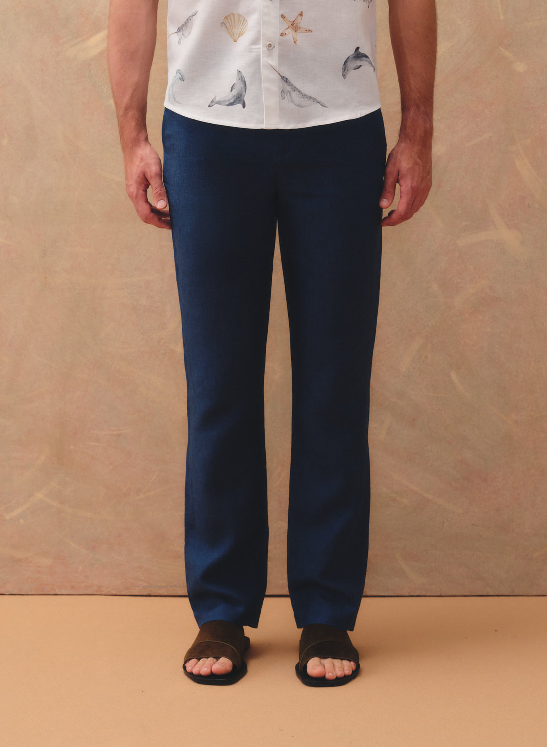 Pantalón 100% Lino Slim Chino Azul Rey
