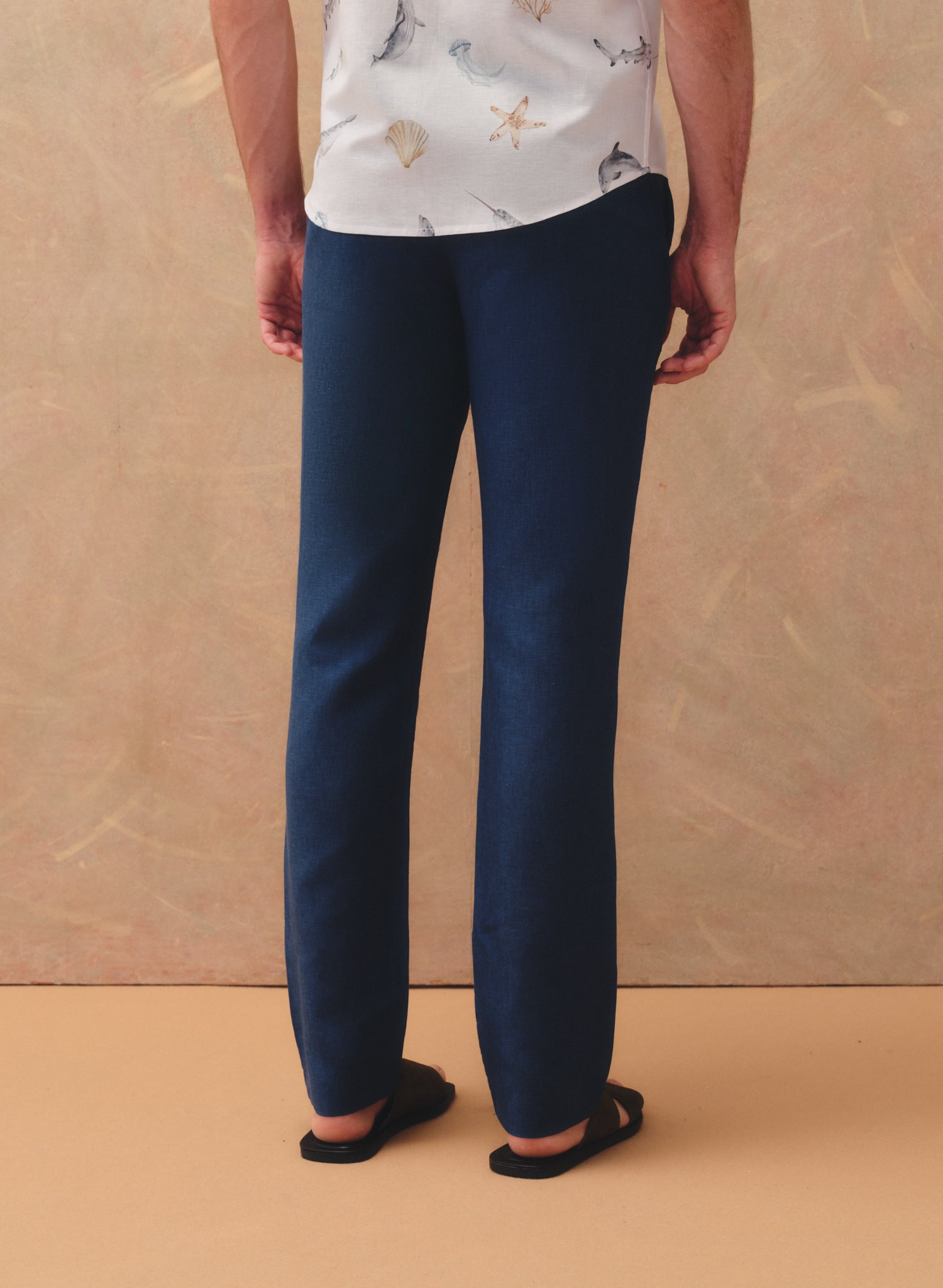 Pantalón 100% Lino Slim Chino Azul Rey