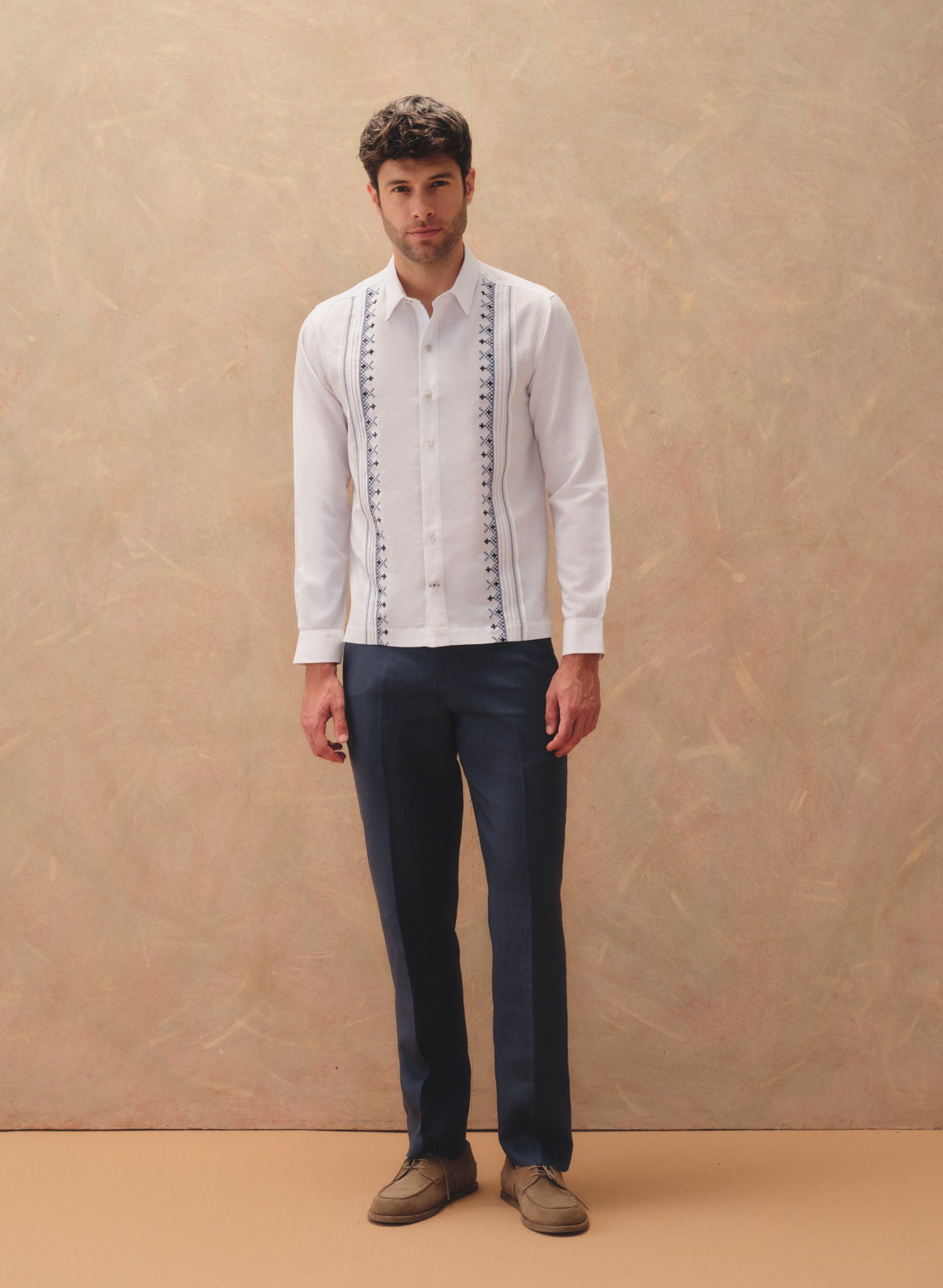 Pantalón 100% Lino Slim Chino Azul noche