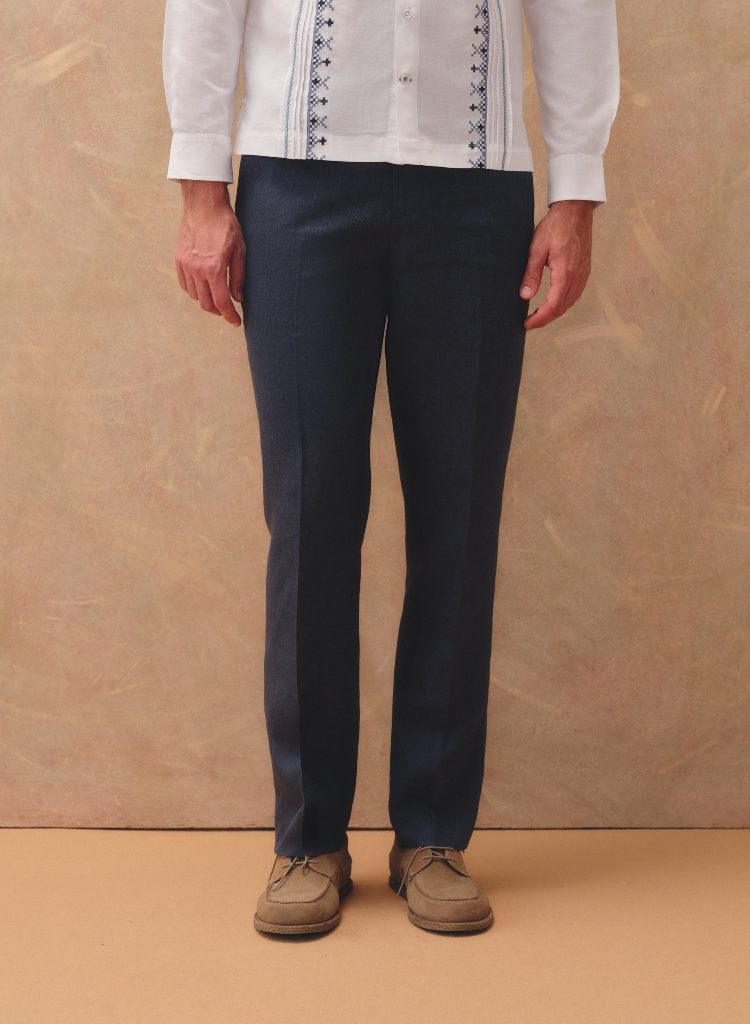 Pantalón 100% Lino Slim Chino Azul noche