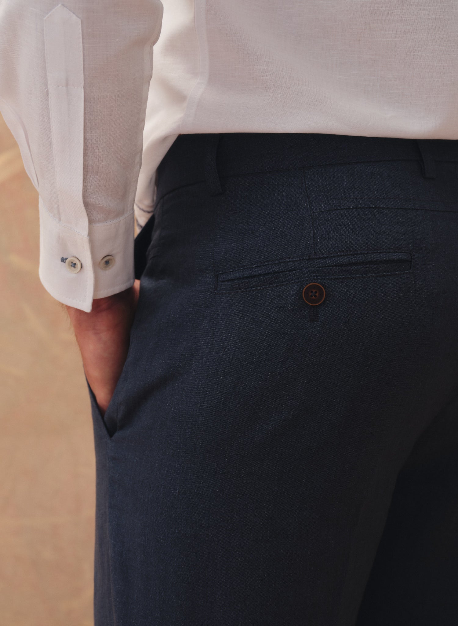 Pantalón 100% Lino Slim Chino Azul noche