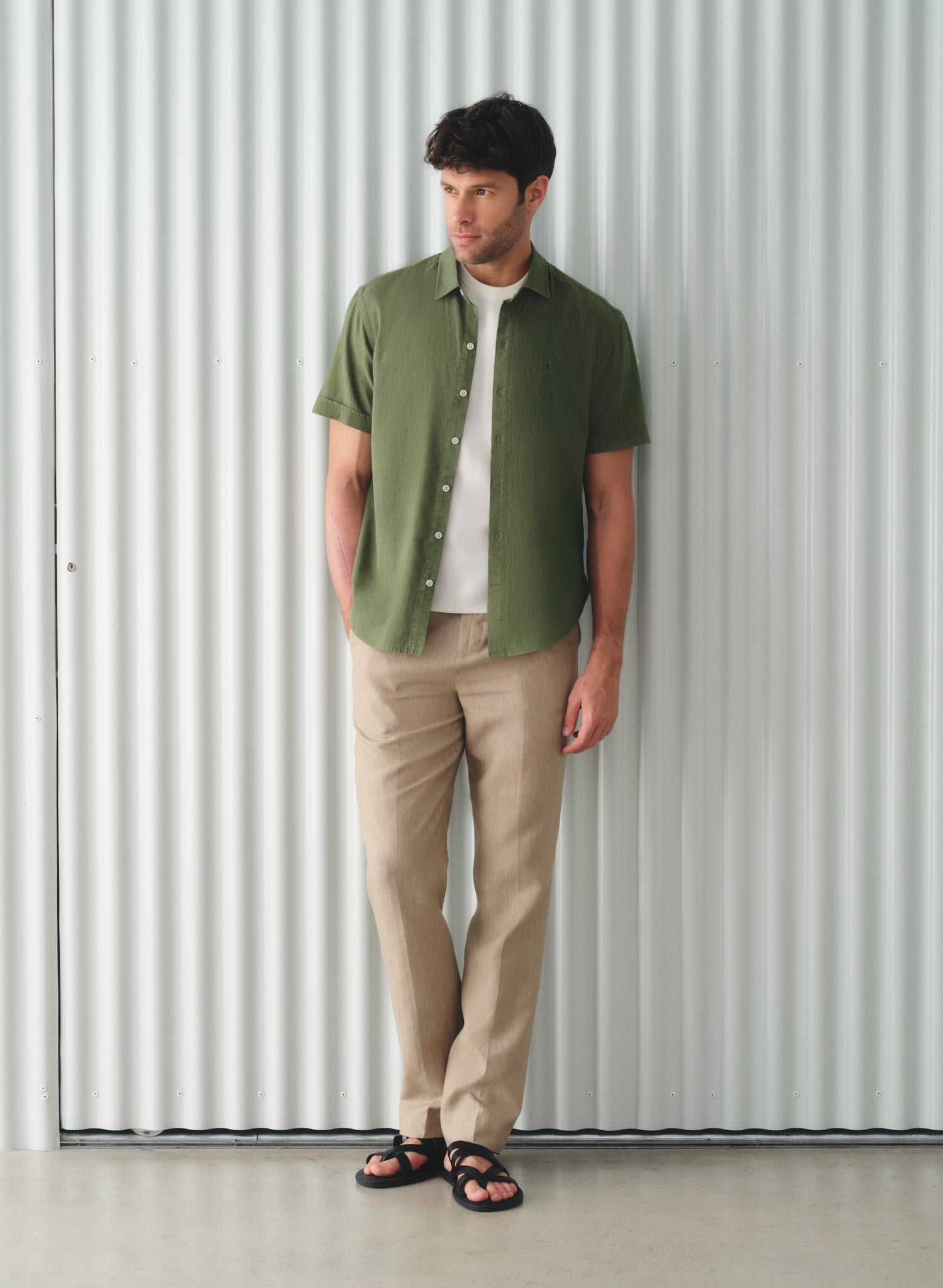 Pantalón 100% Lino Slim Chino Semolina