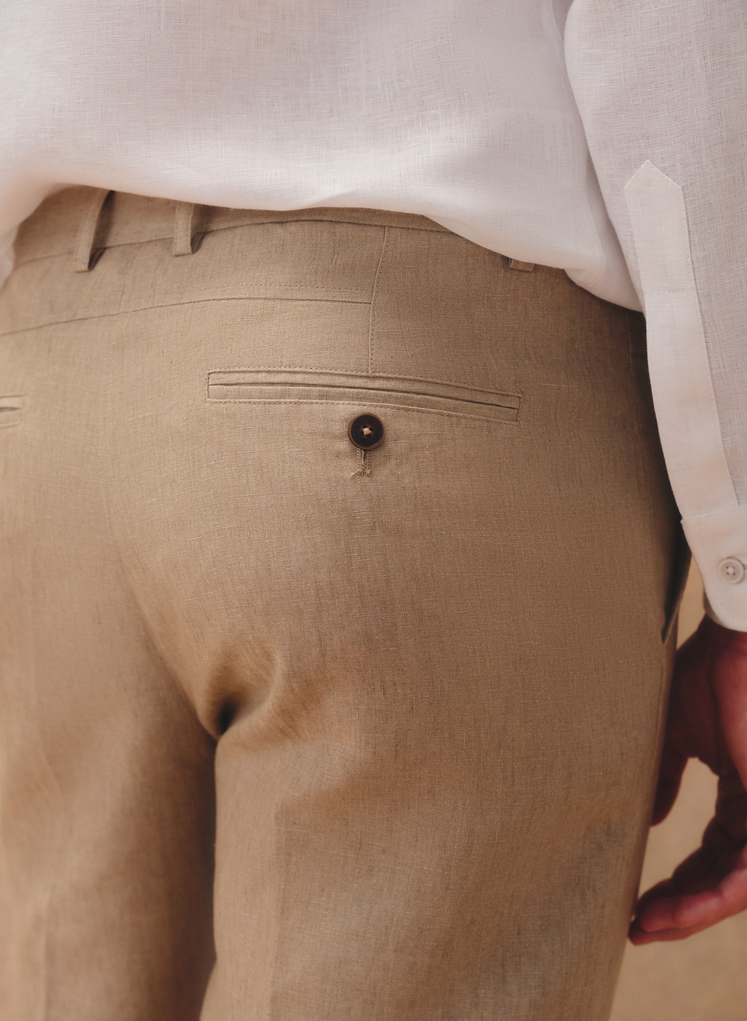 Pantalón 100% Lino Slim Chino Caqui