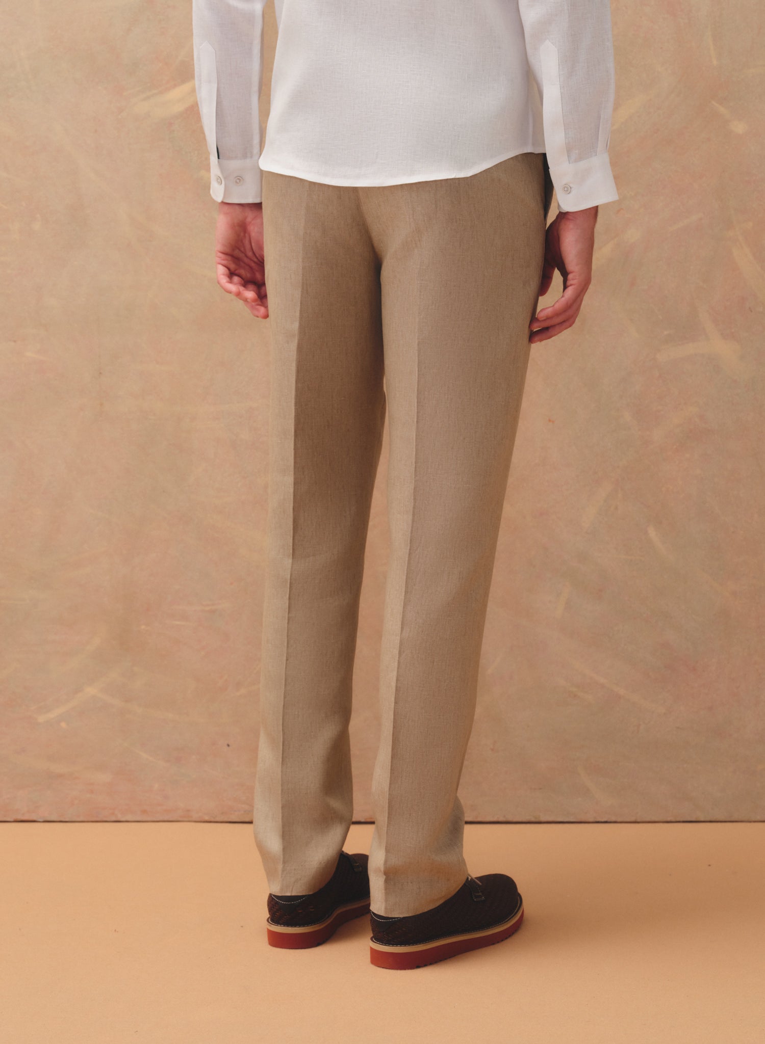 Pantalón 100% Lino Slim Chino Caqui