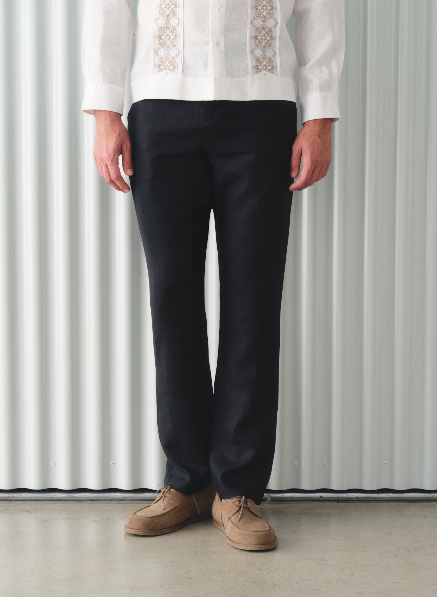 Pantalón 100% Lino Slim Chino Negro