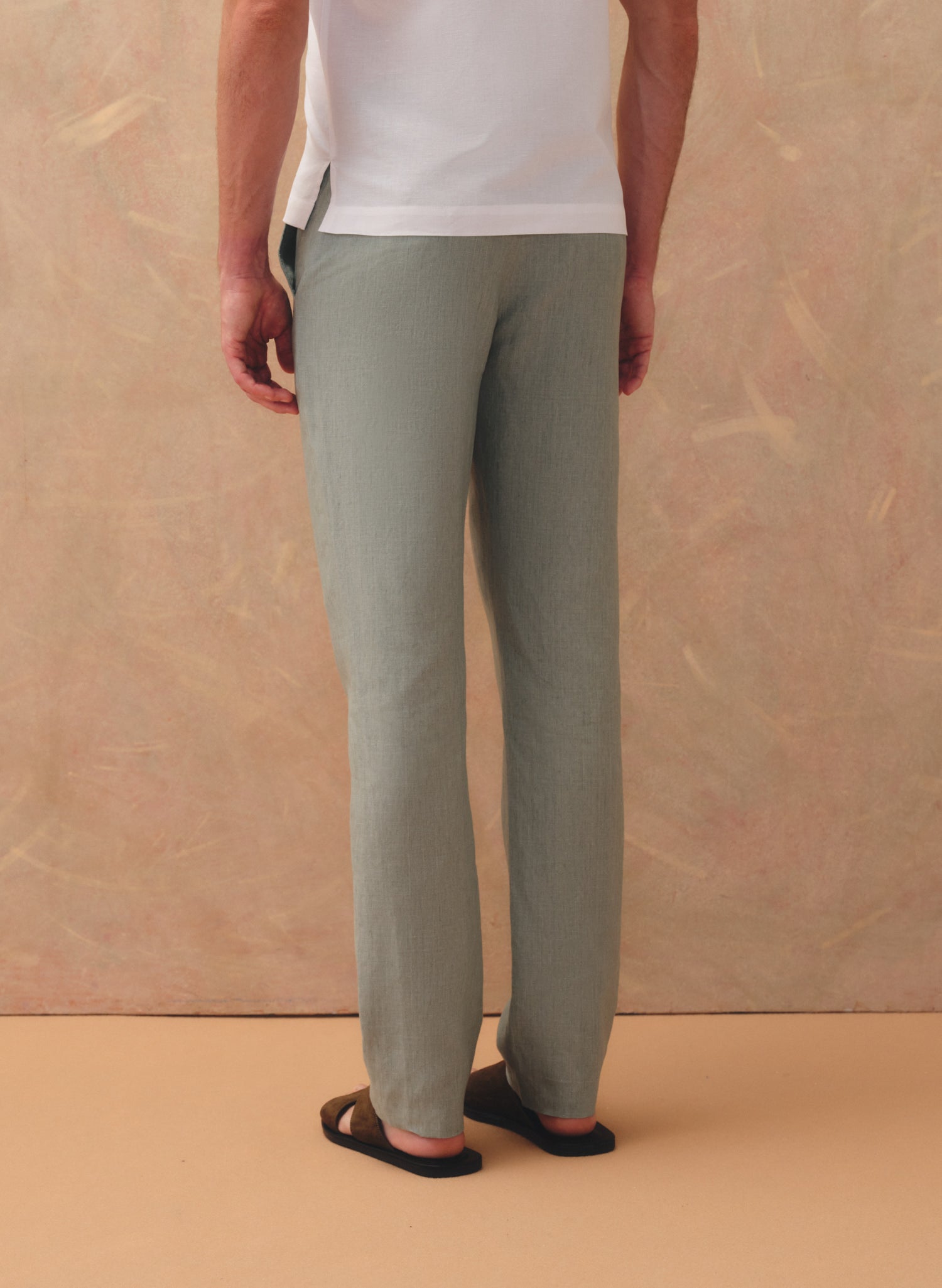 Pantalón 100% Lino Slim Chino Verde Oliva