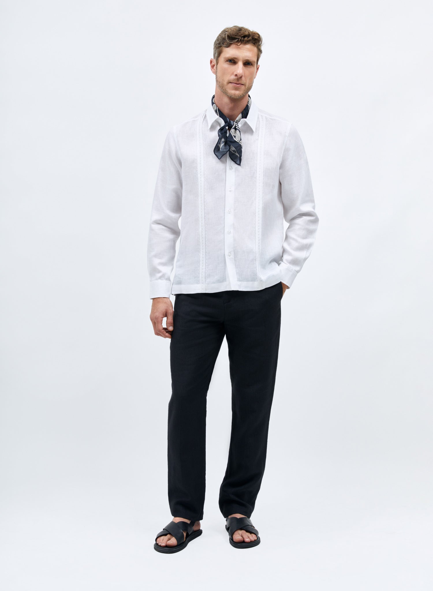 Guayabera manga larga Lino Algodón Trebor