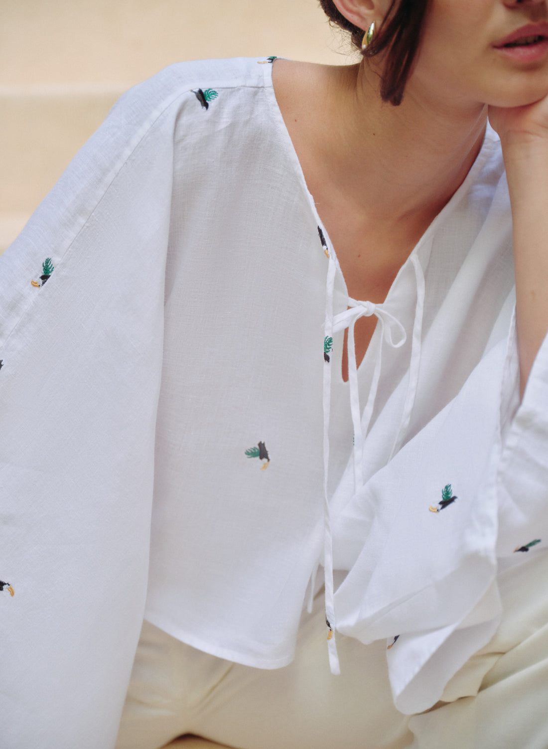 Blusa Manga Larga Lino Algodón Tuca