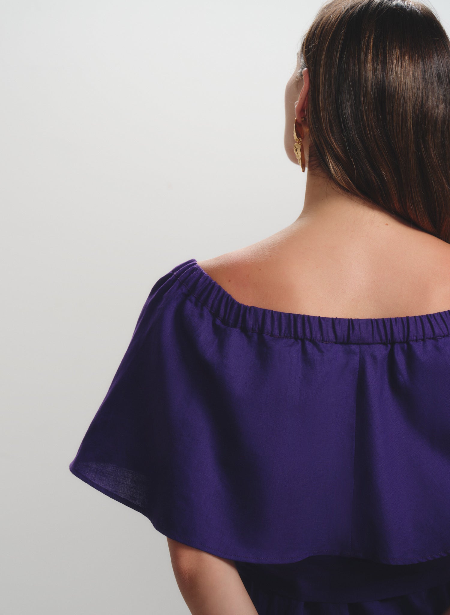 Vestido largo off shoulder 100% Lino Diane